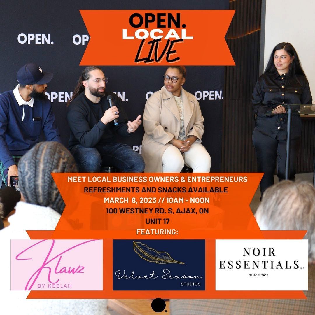 Consistency is Key !
Our 1st OPEN. Local LIVE sparked conversation and networking amongst business owners and entrepreneurs from Durham Region. Join us 10am March 8 for the next link up.
We will feature in our March edition @klawzbykeelah @velvetseasonstudios and @noir.essentials.inc
Get to ask them about their journey, the Do’s and Don’t’s, and more. We will provide the space, refreshments, and vibe for all to safely share their local business.
This is a FREE meeting to attend. However please RSVP @ link in bio