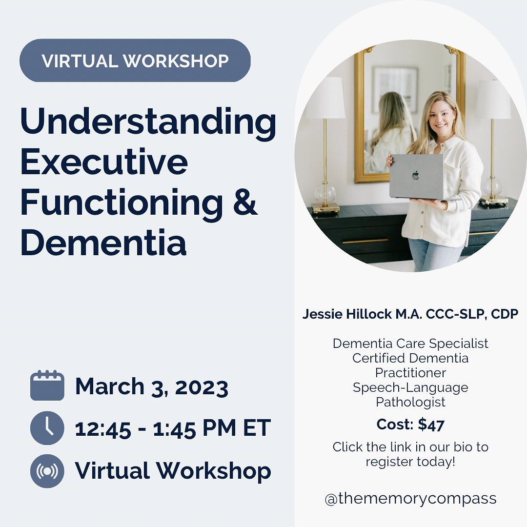When I work with clients I see the true lightbulb 💡 go off when they are able to take the education and tools I teach about understanding executive function and dementia and putting the education and tools into action to help support the day to day breakdown in daily activities. These are the tools, strategies, and education that we wish we would receive when at our healthcare appointments but unfortunately do not. The Memory Compass was born out of my own frustration working in healthcare and my mission to fill in the gaps between the “see you in 6 months.”
Because this education on executive functioning in relation to dementia has been so powerful, I have decided to host my first ever workshop on this topic and I would love for you to join me!
🧭 Who is this for?
Care partners, family members, and professionals working with and/ or supporting those living with dementia
🧭 What will attendees gain?
Insight and clarity into understanding brain changes and their impact on executive function along with helpful tools to confidently support day to day breakdown
🧭 Attendees will also receive an e-workbook with additional education, reference charts, and guides to continue to utilize even after the workshop is over
🧭 Click the link in our bio to register today! We can’t wait for you to join us💡
#dementiasupport #dementiaawareness #dementiacaregiver #dementiaeducation #brainhealth #memoryloss #alzheimersdisease
#seniorcare #seniorcaregiver
#seniorcareservices