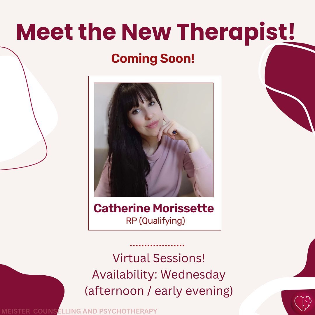 Meet the NEW therapist joining our team VERY soon!
Catherine Morissette is a Qualifying Registered Psychotherapist who will be holding virtual sessions on Wednesdays during the afternoon/early evening!
Feel free to click on the message button to get in contact with me :)