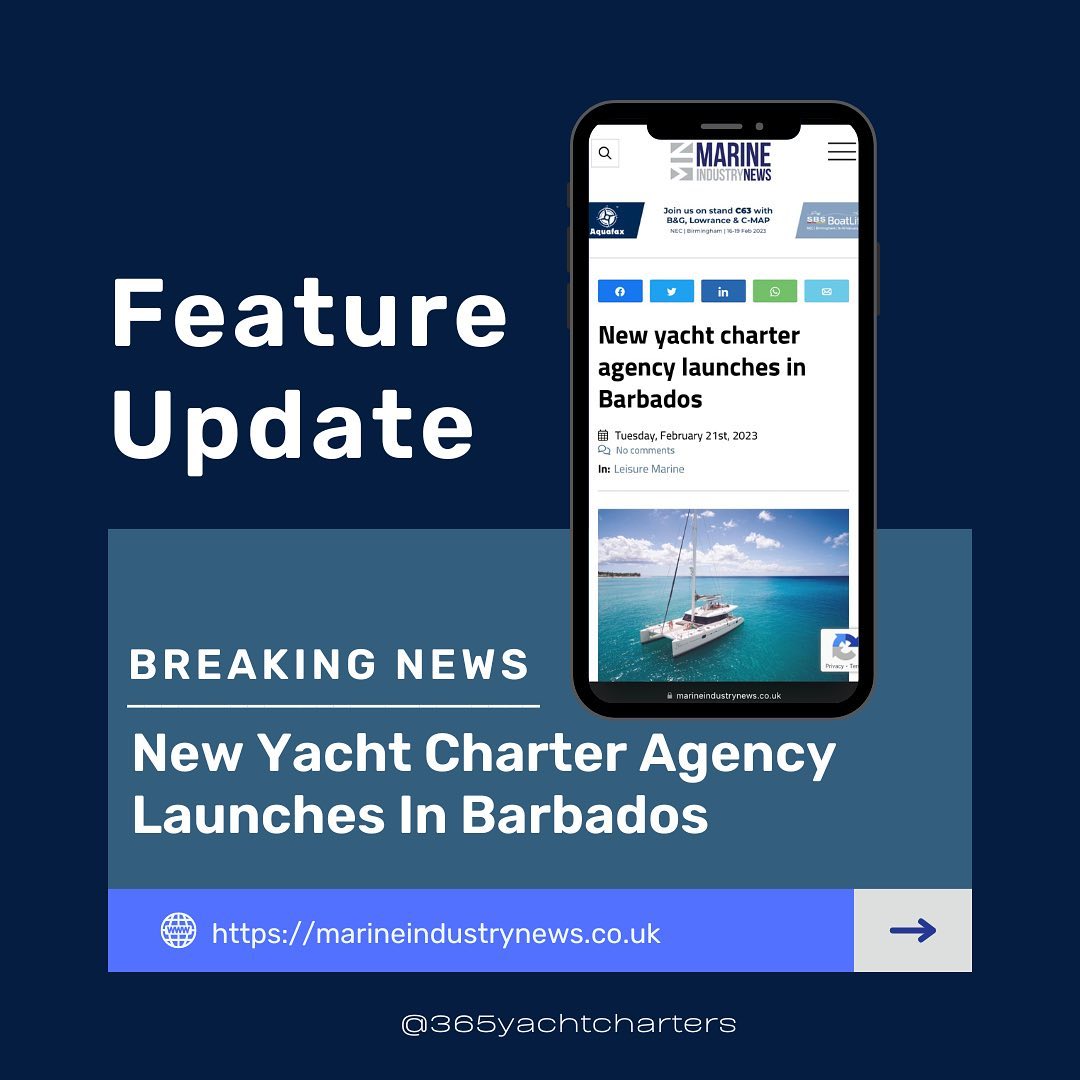 We've got some exciting news!! 🎉
365 Yacht Charters has been featured in Marine Industry News! Check out the article "New Yacht Charter Agency Launches In Barbados" to learn more about our new venture and how we're bringing a fresh perspective to the yacht charter industry in Barbados. 🇧🇧 ☀️
Whether you're looking to explore the crystal-clear waters of the Caribbean or relax in style aboard a luxury yacht, we've got you covered.
Click the link in our bio to read the full article and start planning your next adventure with us!
#365YachtCharters #Barbados #Caribbean #YachtCharter #LuxuryTravel #yacht #boat #charter #visitbarbados #MarineIndustryNews #yachtlife #boatinglifestyle #yachtlife #LoveBarbados #islandlife #thebtmi