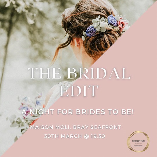 Get your tickets for our Bridal event in Maison Moli, Bray. An evening with 3 Bridal experts in Hair, makeup & skin. Demos, spot prizes, food, bubbles and special offers on the night. Tickets available on Eventbrite link in bio above.
#thebeautyteam #bridalmakeupartist #bridalhairstylist #skinspecialist #bridetobe #wicklowmakeupartist #wicklowhairstylist #wicklowskinspecialist #dublinmakeupartist #dublinhairstylist #dublinskinspecialist #bridalmakeup #bridalhair #bridalskin #bridalinspiration #weddinginspiration #bride #gettingmarried #irishweddings #weddingday #bridal #bridalmakeup #bridalparty #bridalinspo #bridalhairstyle #bridallook #allthingsbridal #bridalmua #makeupbridal #winperfume #win