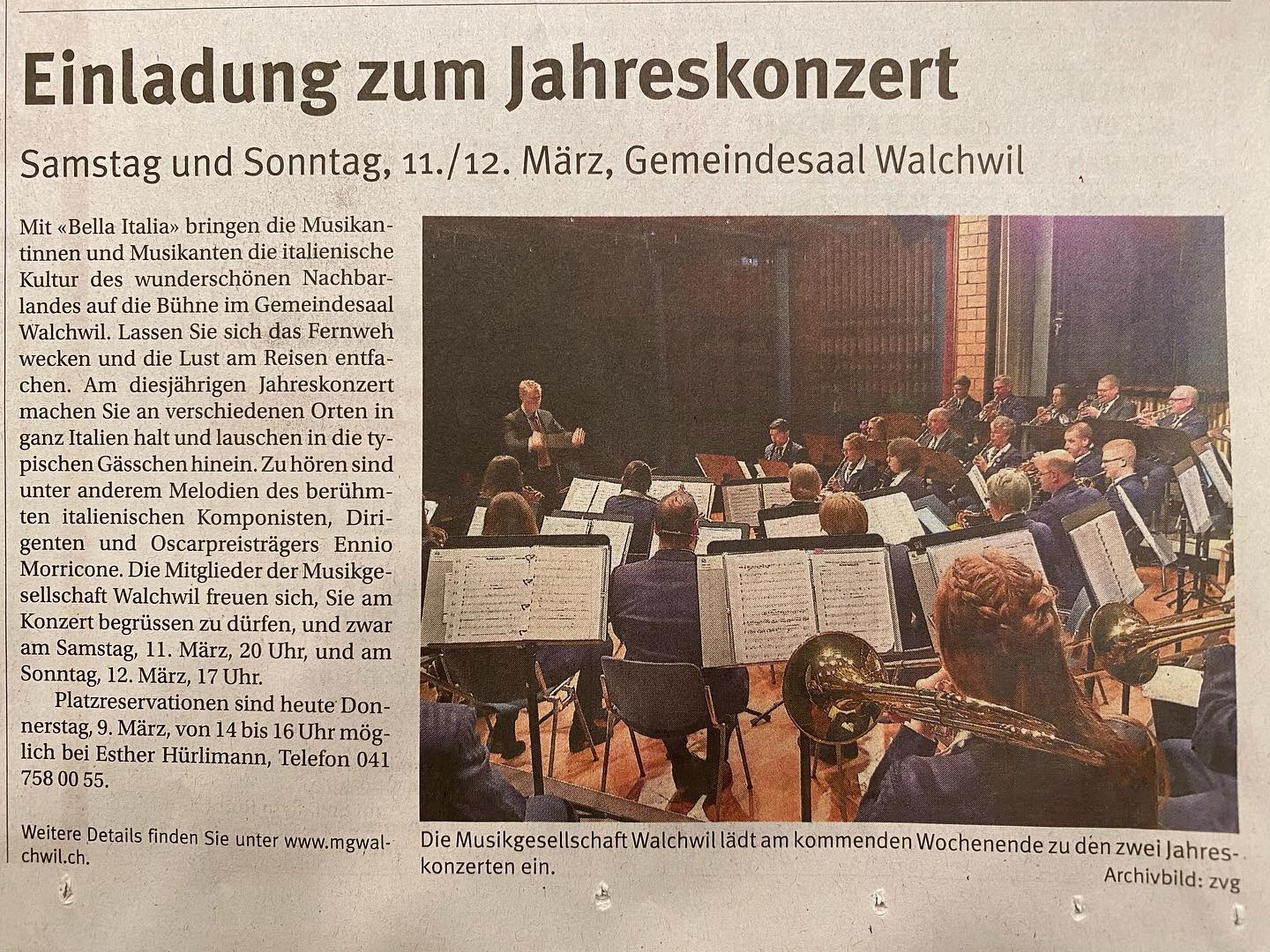 Auch die RigiPost berichtet im Vorfeld über unser Jahreskonzert! Herzlichen Dank… Morgen und übermorgen gehts los!
#jahreskonzert #konzert #blasmusik #walchwil #zug #kantonzug #innerschweiz #zentralschweiz
