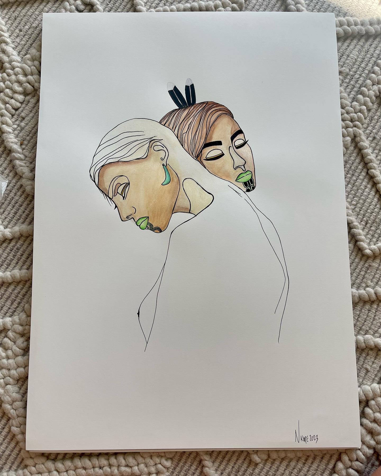 This A2 original piece "Mana Taurite" is exhibiting this week for the "Proud" Art Exhibition in Christchurch. Supporting gay rights and freedom of choice. #gayrights #drawing #women #wahine #originalartwork #studio #A2 #ink #watercolours #sketches #proudexhibition #gaymarriage #love #māoriartist #māoriartwork #christchurch #newzealand