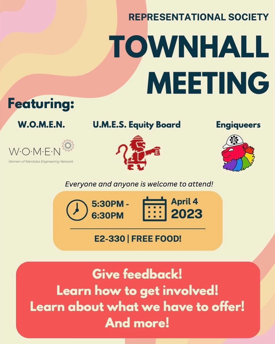Come down to the representational society meeting April 4th! Here from WOMEN, Engiqueers & UMES Equity while enjoying free food.
Register in advance through the link in our bio!