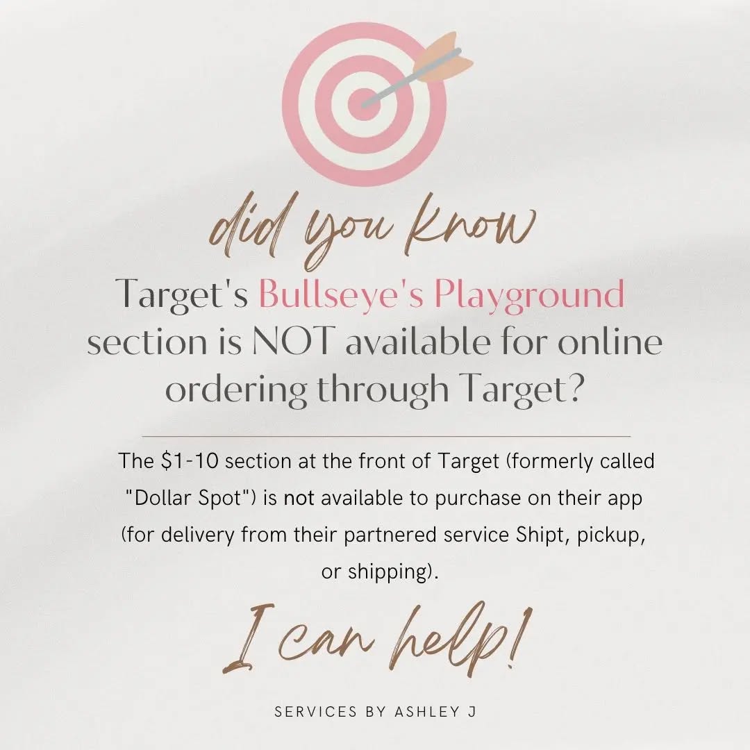 🎯 Quit missing out on Target deals & faves!
Orders through me always come with in store pricing including Bullsye's Playground, Circle Offers, and any store clearance you choose to snag! 💲
I can even shop your order based on which locations are better for this!
For current offerings check out the secondary photos here as well as some of my favorite Target fan accounts:
@targetiseverything @targetdoesitagain targettherapy @targetbullseyespot
.
.
.
.
#targetdeals #targetfinds #instorepricing #bullseyesplayground #targetaddict #targetdelivery #targetcircle #notjustgroceries #personalshopper