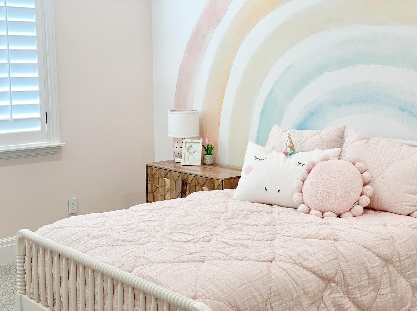 We love clients of all ages! This cute room was perfect for our pint-sized unicorn lover. 🌈 #houseandhavendesign #kidsrooms #rainbowlove #unicorns