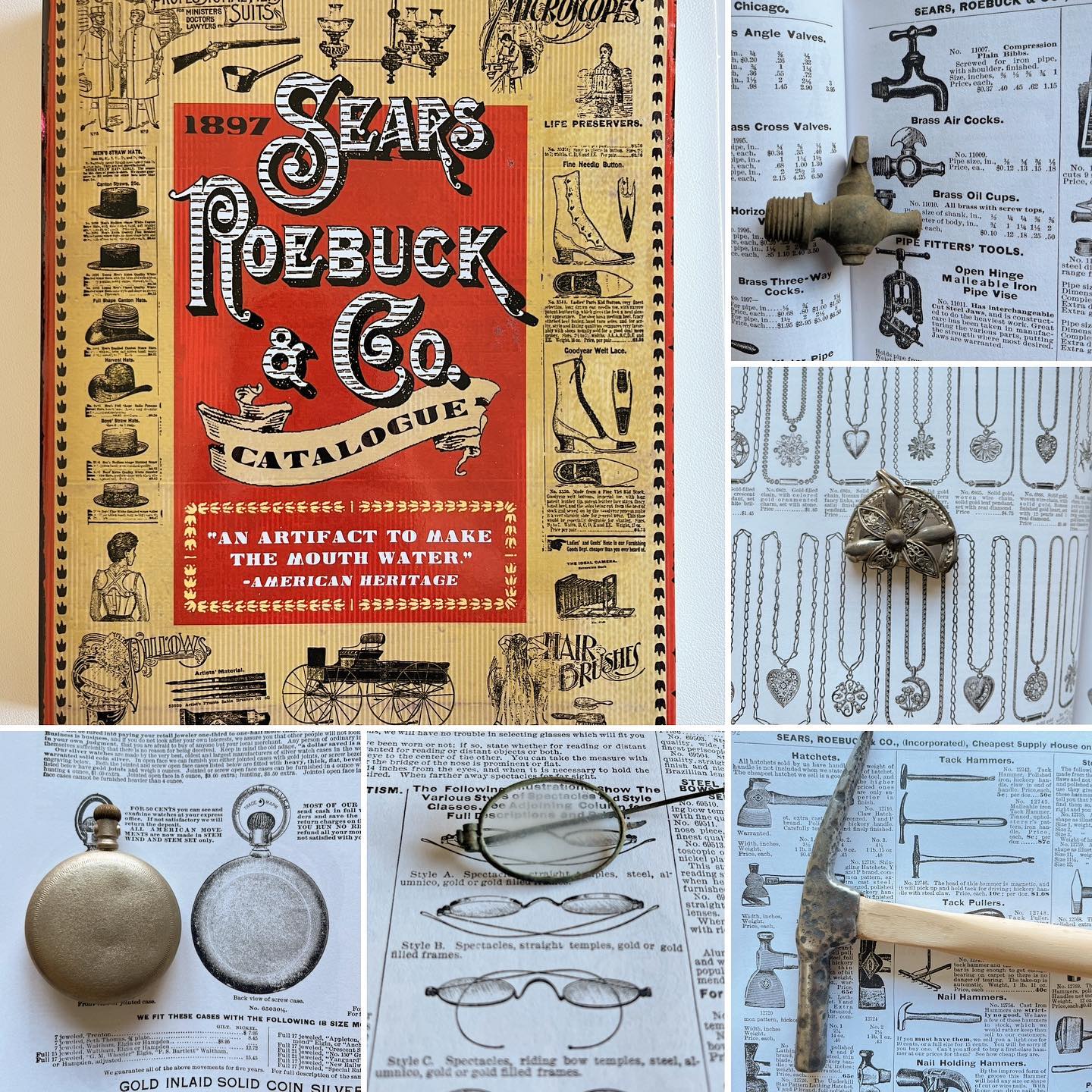 I just purchased this 1897 Sears Roebuck & Co. reprinted catalogue to help identify some of my antique finds.
Imagine it’s the end of the nineteenth century, and, with one catalog, you can buy everything from beds and tools to clothing and opium. (Yes, opium.) Not to mention ear trumpets, horse buggies, and Bibles. The 1897 Sears, Roebuck & Co. Catalogue is both a wonderfully fascinating collector’s item and a valuable piece of American history. For every recognizable item included, there are plenty of others guaranteed to confuse or interest 21st century readers—like Bust Cream or Food and Sweet Spirits of Nitre. What was once standard household fare is today a sometimes strange, often funny look at what life was once like for the average American family. It’s amazing to see that a Princely Shirt for Princely Men cost $0.95 or three for $2.75 or that a Complete Violin Outfit (with bow and case) cost only $2.00.
With 700 pages worth of items to explore, there is a good chance most of my antique finds from turn of the century home sites can easily be identified in this catalogue. Even for items that I’ve already identified, it’s a joy to look up their values from 130 years ago.
You can purchase your very own using the link in my profile.
.
.
.
.
#collection #19thcentury #bottledigging #treasuredisplay #bottlehunting #lostandfound #pickers #antiques #historyhunter #antiquedisplay #antiquity #treasurehunting #history #bottlecollector #display #bottledig #bottlecollecting #finditpickitup #archaeology #adventure #treasures #detecting #savinghistory #dirtfishing #travel #explore #buriedtreasure #bottlesandbits #treasurehunter #artifacts