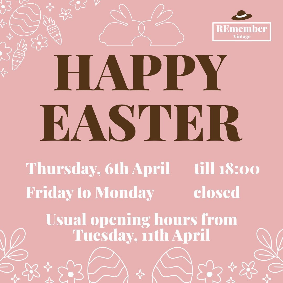 Happy Easter everyone! 🐇🥕
REmember Vintage will enjoy a little break from Friday till Monday and will be back as usual from Tuesday, April 11th.
#easterbunny #wewantspring