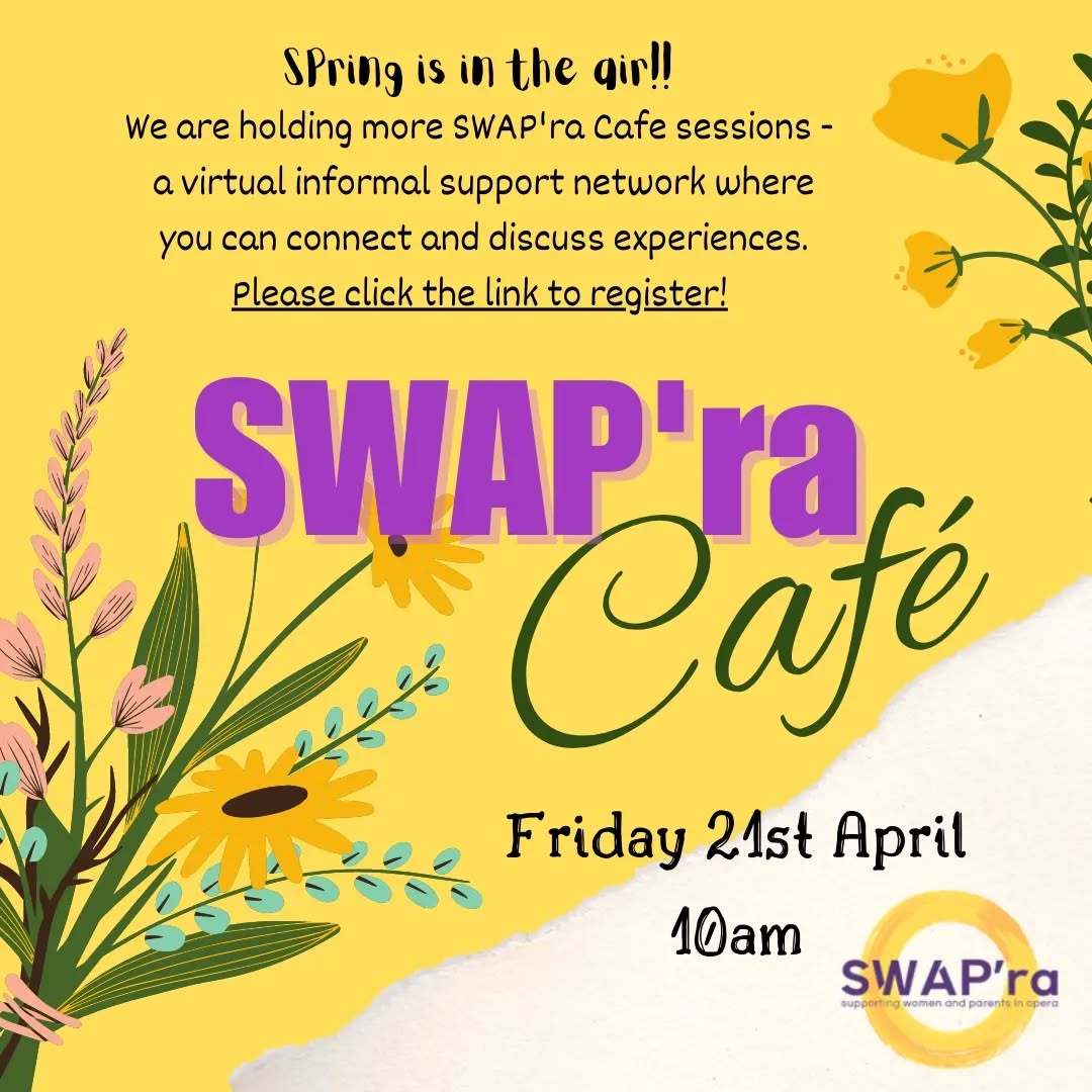 **Friday 21st April - 10am**
Join us for a cuppa - An informal meet up for all parents and carers in opera - First timer? A regular? - all are welcome!!!
Click the link to find out more & register
➡️ https://www.swap-ra.org/cafe
#swapra #parentsinperformance #operamum #operadad #swapracafe #operasingersofinstagram
Can't wait to see you there!