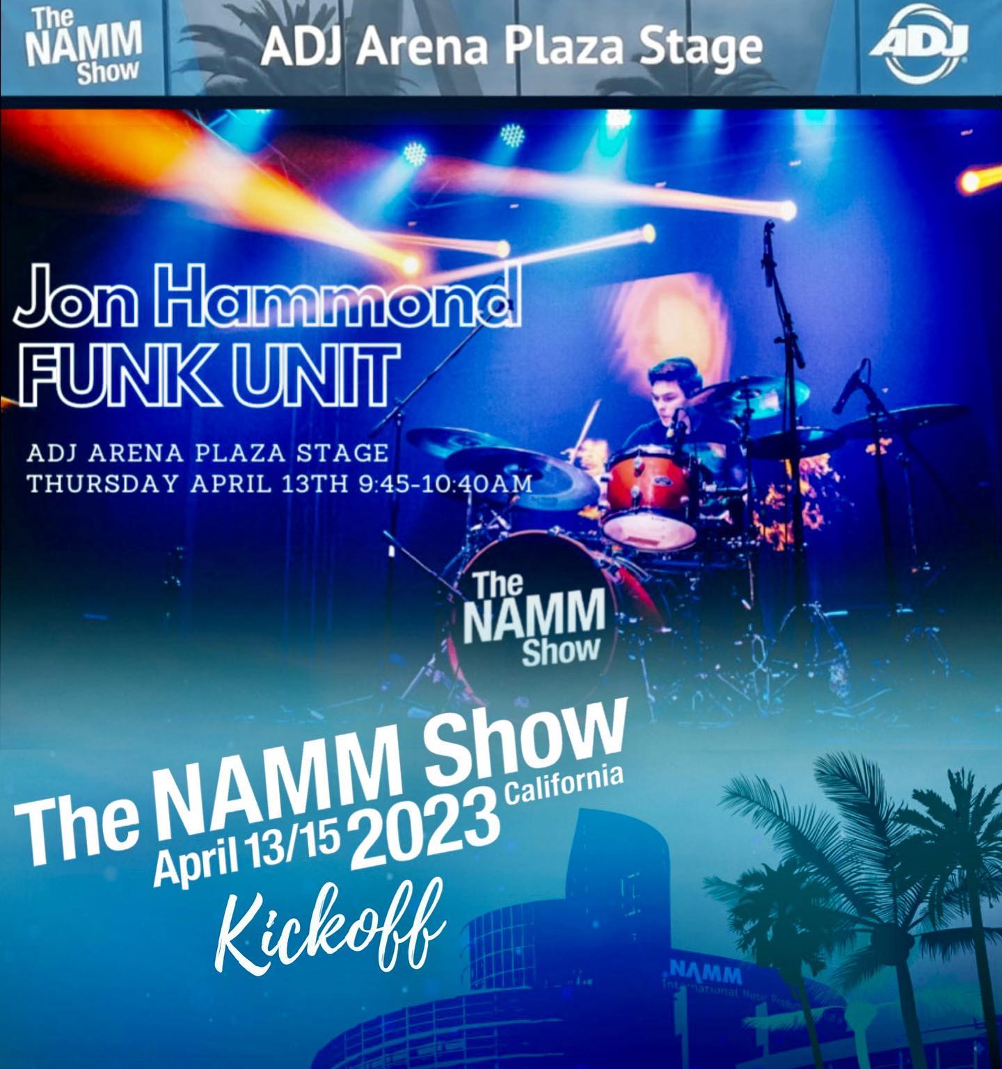 One week away! Come help me kick off NAMM ‘23 with the Jon Hammond Funk Unit - at the Arena Plaza Stage before the doors open Thursday morning. See you there @thenammshow #jonhammond @nammyoungprofessionals @nammfoundation