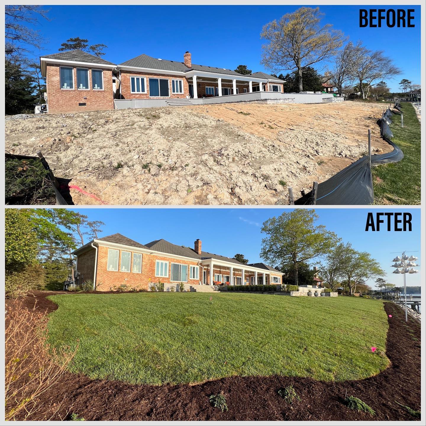 What an amazing transformation at this clients home. From demo to design to install we were there. We removed over 40 tons of construction backfill and debris from this lawn. From there we reshaped and graded this lawn/ installed new plants throughout / created a bay filtration bed to help run off in to the oyster beds and more. We sodded over 7500sqft at this home and where able to reclaim their lawn back to its former glory!!! 🏡🏝️🏡🏝️🏡🏝️🏡
.
.
.
#arclandscaping #savingyourdaysoff #instagood #transformation #dogoodwork #virginiabeach #sod #lawngoals #landscapersofinstagram #landscapes #designtoinspire