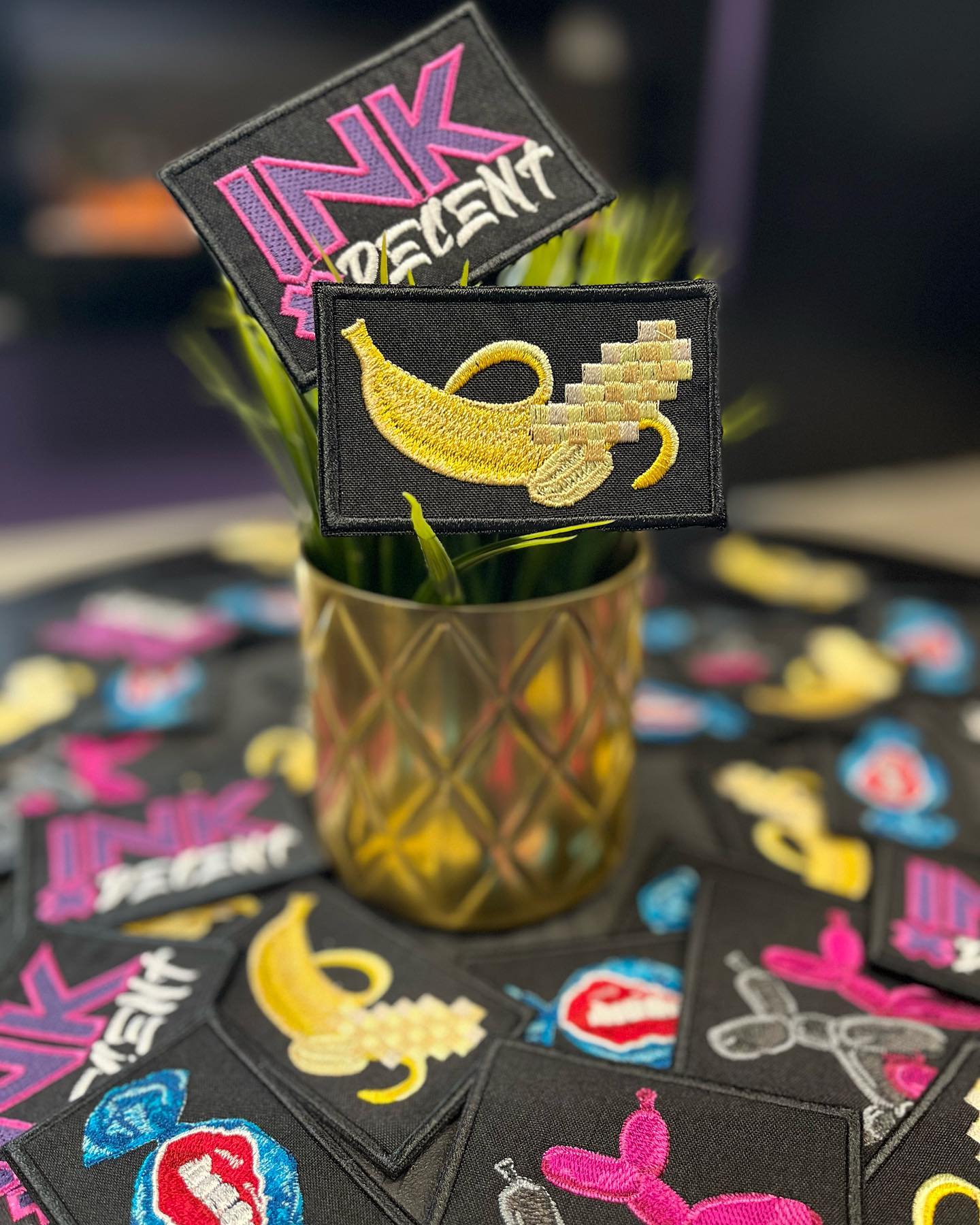 Finally received our beautiful patches! DM us if you would like to have one!💜🖤 #patch #embroidery #embroideryart #tattoologo #montrealtattoo