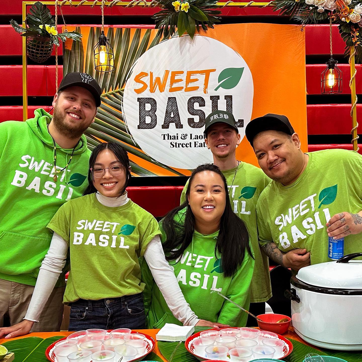 A few snapshots from the Rockabilly Chili Fundraiser!
We took home 1st Place Most Unique and 3rd Place Best Display.
1. Our team from left to right: Drew, Suvan, Vicky (hey, that’s me), Derek, and Chef Bee had a blast!
2. Really proud of these guys for working their days off to make this event happen! They are the heartbeat of our restaurant, the friendly customer service and positive energy you all know and love when you visit Sweet Basil!
3. The “Choose Your Own Adventure” Toppings! Fried Scallions, Thai Basil, Thai Chili Peppers, Fried Garlic or Fried Wonton Strips!
4. Derek did a great job explaining the toppings to all our visitors. Chef’s choices were Fried Garlic with some Thai Basil
5. Running low on chili!
6&7. Josie (not pictured) made chocolate covered shortbread cookies as a good luck gift! We shared the sweet bounty with all the other restaurant booths. Definitely needed a little sugar rush.
We’re working on making the Grapow Beef Chili our monthly special for May so that anyone who wants to try it can have the opportunity. We’ll share more details once we have it all wrapped up!
#sweetbasilmke #milwaukeefoodie #milwaukeerestaurants #rockabillychili #rockabillychili2023 #chili #foodcontest #fusionfood #asianfusionfood