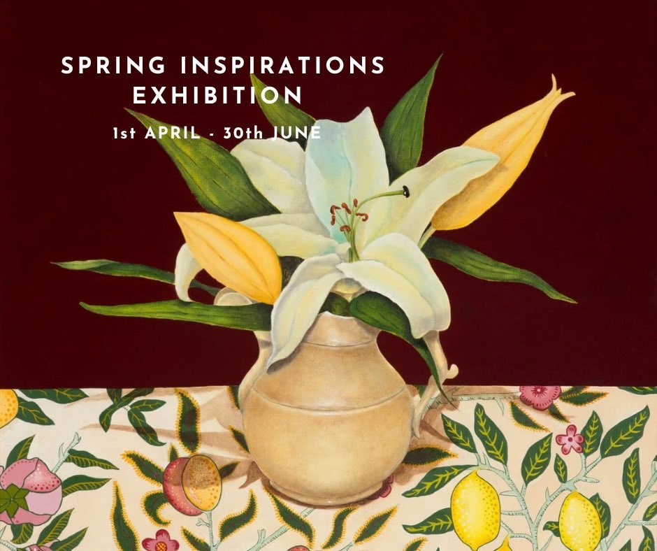 “Lily and Wm Morris fabric”, one of a number of paintings at Colinton Arts, Edinburgh #spring #flowers #fabric #stilllife #gardens #scottishartist #colintonarts #irenewatson