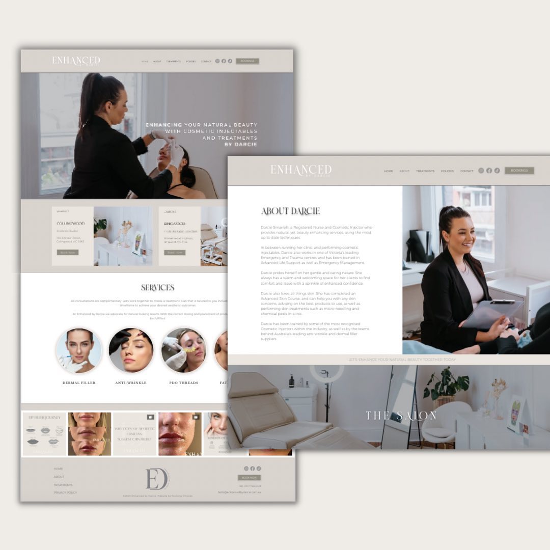 Check out @enhancedbydarcie new and evolved website that we launched last month!
We rebuilt Darcie’s entire website from the ground up to Evolve her Empire.
Her previous website was no longer serving her or her clients, communicating her brands voice or connecting with her target audience.
What have we seen since this website has gone live:
- Enhanced user experience with our responsive design
- A 200+ increase in user visits
- A new confidence for the owner to promote the website using a Google Ad
- A landing page and website set up to CONVERT
- A mobile friendly version with far less scroll
Your website and social profiles must evolve, as YOU evolve. Don’t forget about your most valuable marketing tools!
We loved working with you Darcie, you were a dream client! We hope to work together again in the future.
Tamyka - Evolving Empires
•
•
#socialmediamanager #socialmediaagency #iphonephotography #socialmediamarketingagency #contentcreation #websitedesigner #webdesign #UGCcreator #UGCcontent #womeninbusiness #evolvingempires