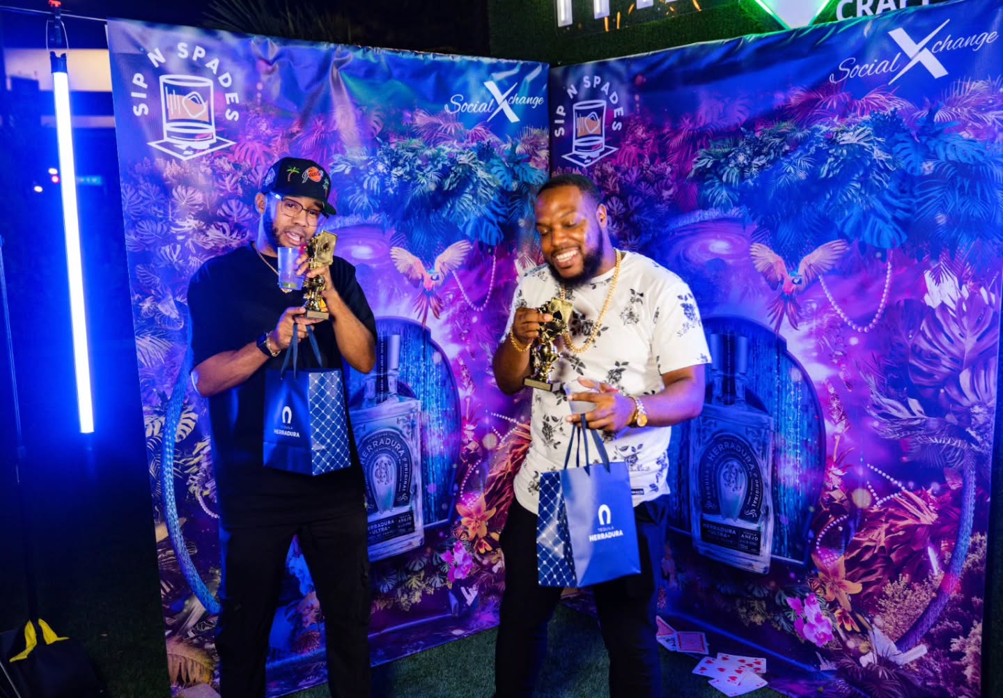 🏆 Shout out to Craig and Uly, our Sip N Spades Big Race Weekend Spades Tournament champions! These two received two tickets to the F1 Miami Grand Prix as well as special gift bags all courtesy of Tequila Herradura @herradurateq !! 🏁🏎 #SipNSpades #Spades #SpadesTournament