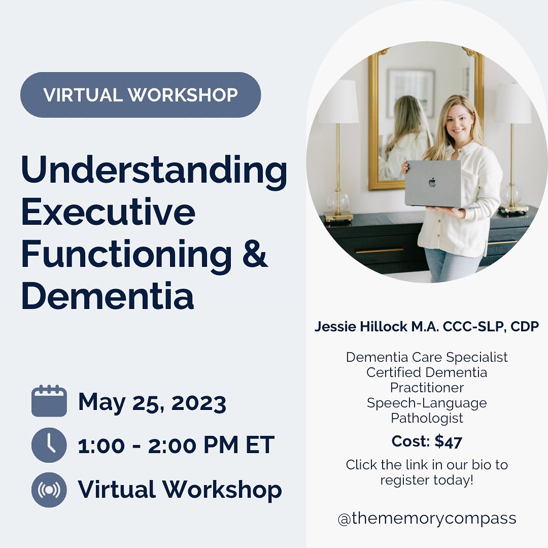 Back by request!
I am offering my Understanding Executive Function & Dementia Virtual Workshop Thursday, May 25th from 1:00 PM - 2:00 PM ET.
📣Who is this for?
Care partners, family members, and professionals working with and/or supporting those living with dementia.
📣 What will attendees gain?
Insight and clarity into understanding brain changes and their impact on executive function along with helpful tools to confidently support the day to day breakdown
🧭This workshop is jam packed with the tools, strategies and education that we wish we would receive when at healthcare appointments but unfortunately do not.
🧭Attendees will also receive a digital download of our workbook with additional education, reference charts, and guides to continue to utilize even after the workshop is over.
🧭Click the link in our bio to register today! I can’t wait for you to join me!
📣This may be used as PDHs for SLPs
#dementiaeducation #frontotemporaldementia #vasculardementia #lewybodydementia #seniorcare