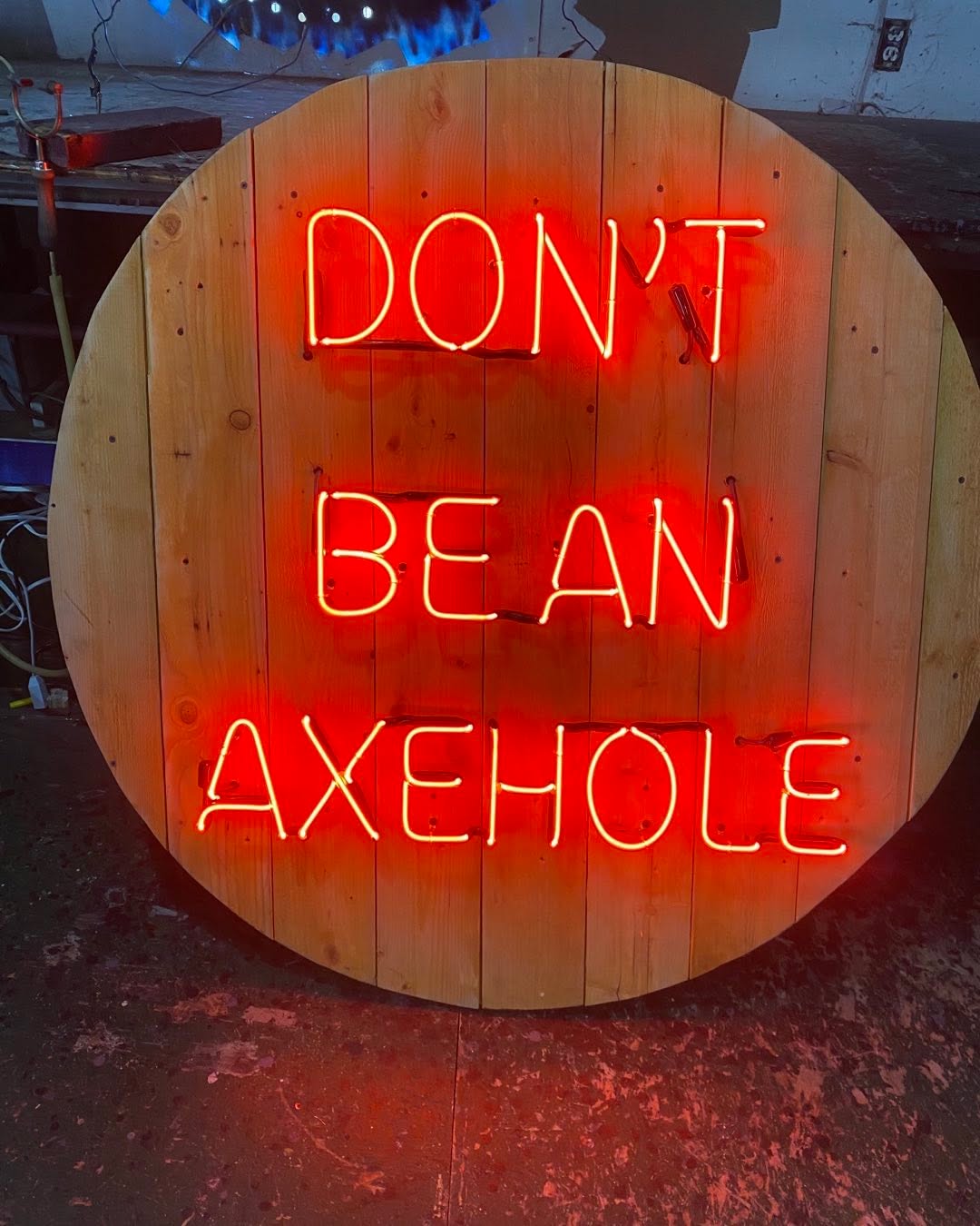 Always good advise…….especially at an axe throwing gym