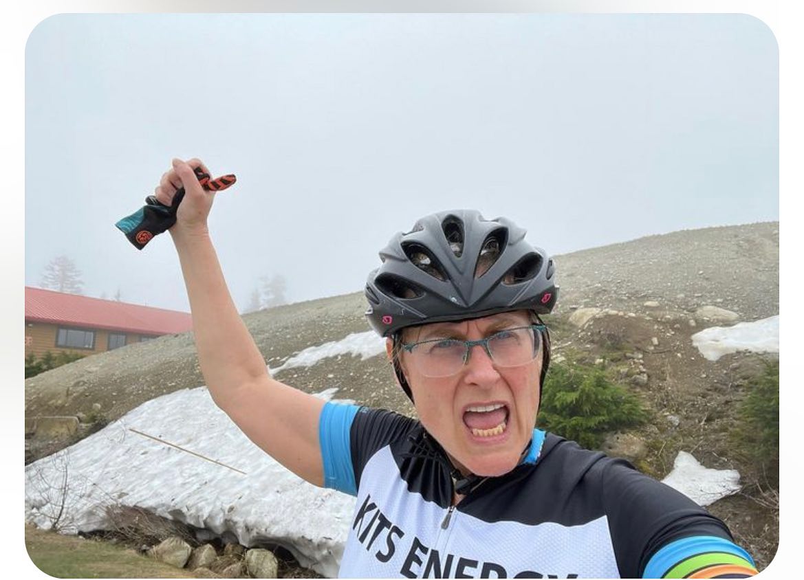 Training for the @triplecrownforheart ride? Bring a jacket for your climb up Seymour. It’s still chilly 🥶. #hillchallenge #training #climbmountains #ride #kitsenergy #summerfitness #bikefit #climbinglegs