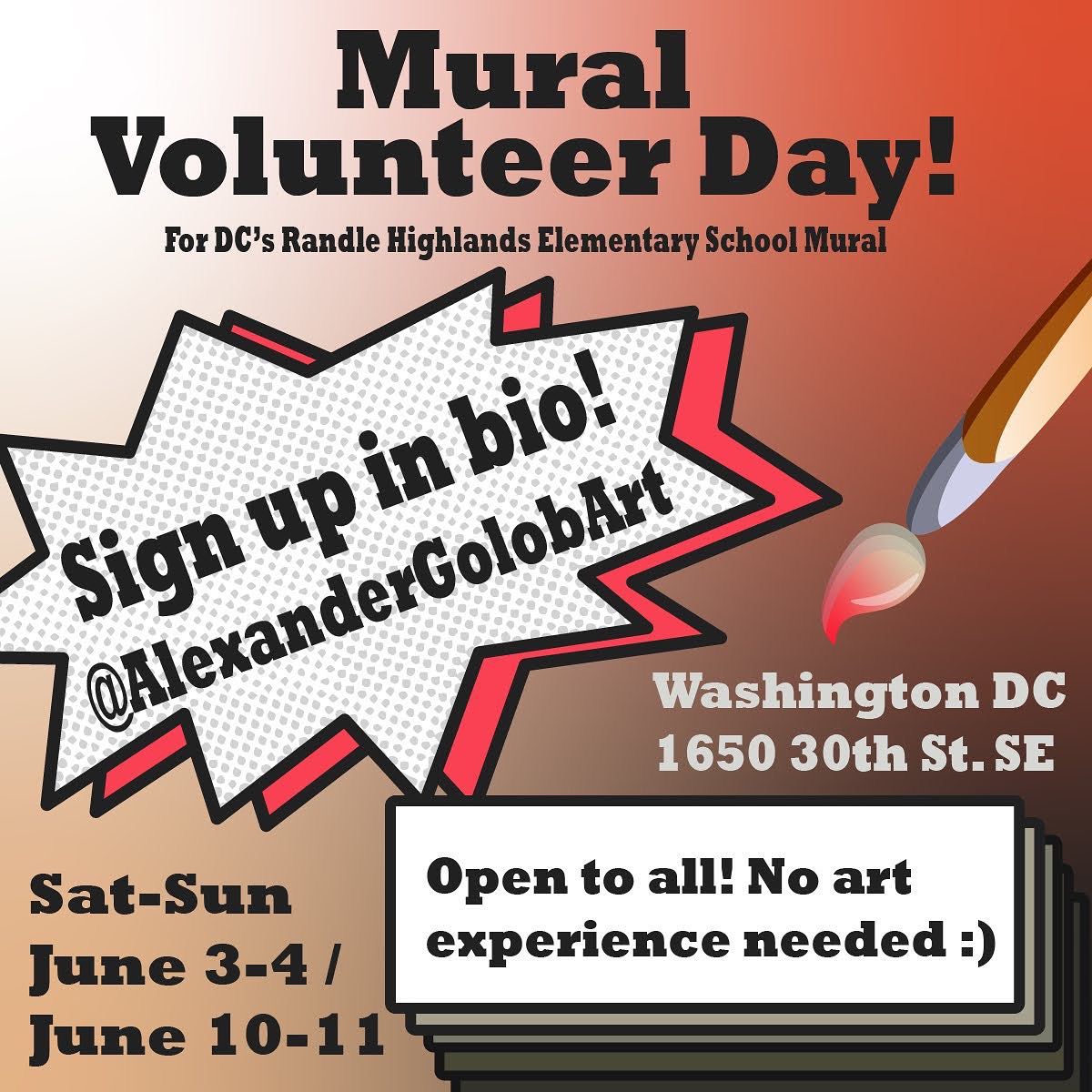 Calling DC! I’m going to be painting a street mural near Randle Highlands Elementary School the first half of June - and I’m going to be hosting community volunteer mural days on the weekends of June 3-4 and June 10-11. No prior art experience is needed! Come by and help out make beautiful art! The sign up link is in my bio. :) if you have any questions, please don’t hesitate to reach out!
.
.
A big thank you to @thedcarts for selecting me to paint this intersection as part of the Color the Curb initiative! Making traffic intersections safer and more vibrant through street push-outs that include murals. A big thank you to @ddotdc and @dcps_arts for being amazing partners and a shoutout to Randle Highlands art teacher Erica Nichols for your collaboration on this project!
.
.
.
#publicart #dcart #dcps #mural #muralopportunity #artday #communityart #DCfun ##thingstododc #paint #streetpaint #murals