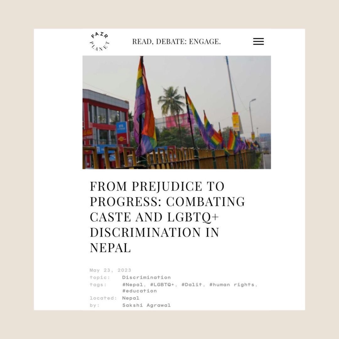 Despite legal protections, queer Nepalis from lower castes continue to face "double discrimination." Activists now highlight the importance of raising public awareness and implementing policies to protect these vulnerable groups.
Read my latest article for @fairplanet_ on caste and LGBTQI+ discrimination in Nepal using the link in bio.
#nepal #caste #lgbt #lgbtq #lgbtqia #lgbtcommunity #lgbtqcommunity #castediscrimination #nepalnow #nepalgram #sakshireports