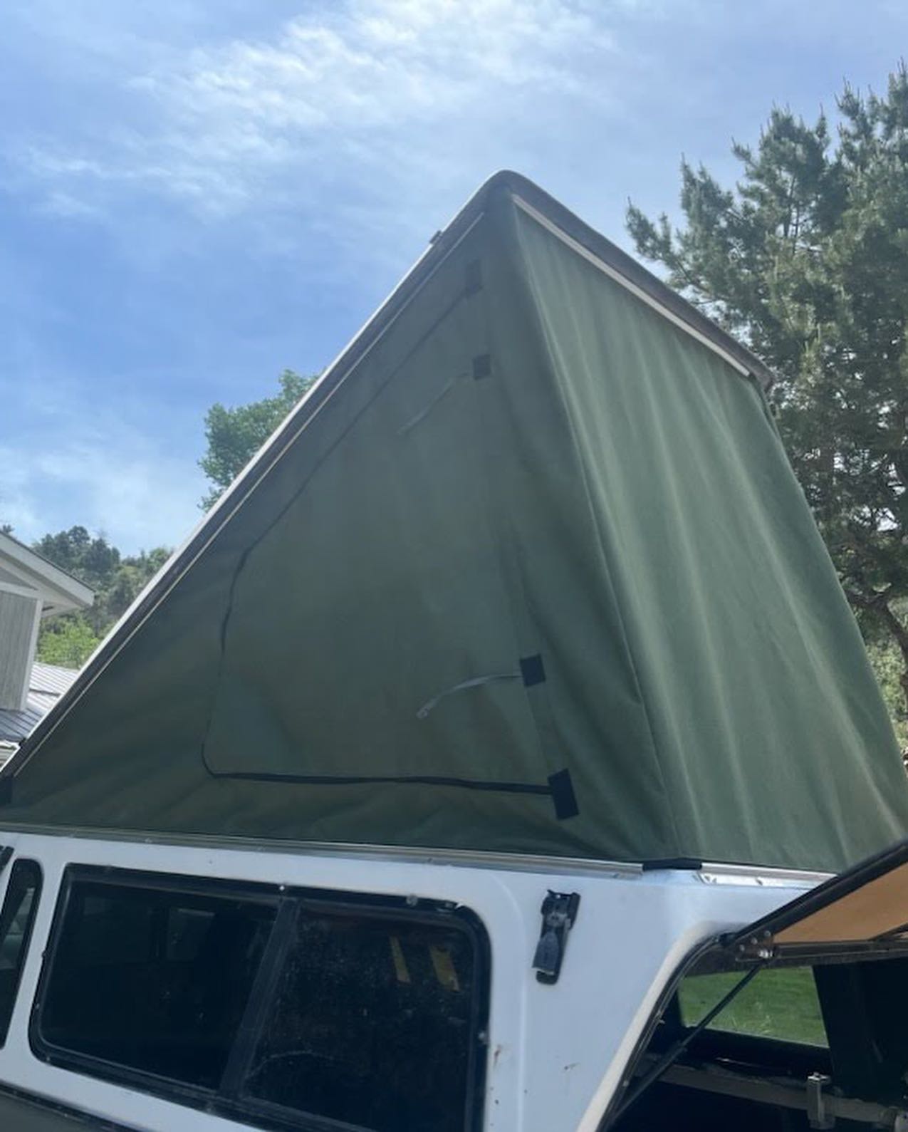 Had a customer come in asking for a custom canvas for his DIY clamshell camper. Came out pretty good for a one off. @sanjuansewing #durangocolorado #supportsmallbusiness #sanjuansewing