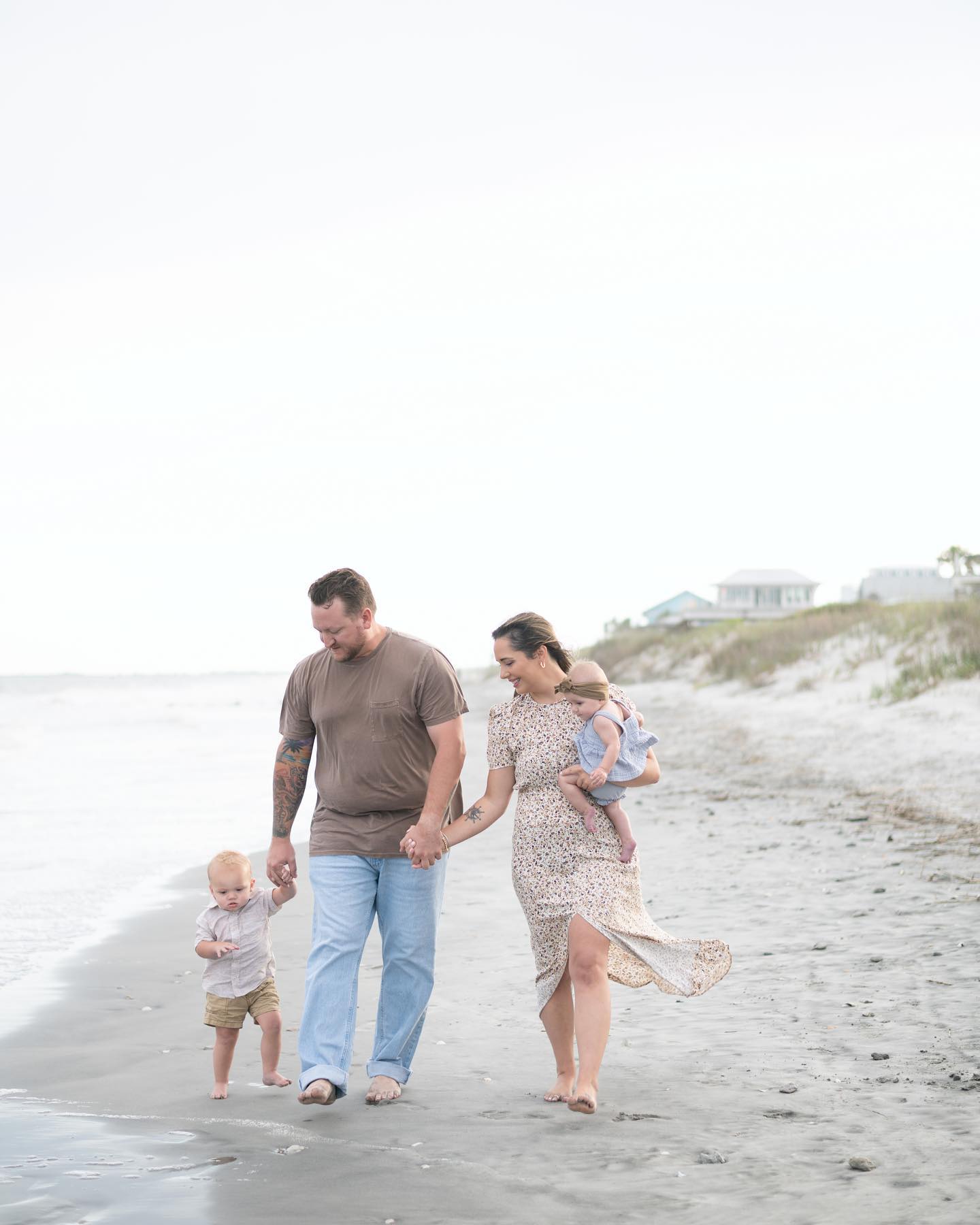 Beach season means sandy family sessions 😎 loved this local family who met me at Folly Beach for a sunset shoot. #photographer #familyphotography #goldenhour