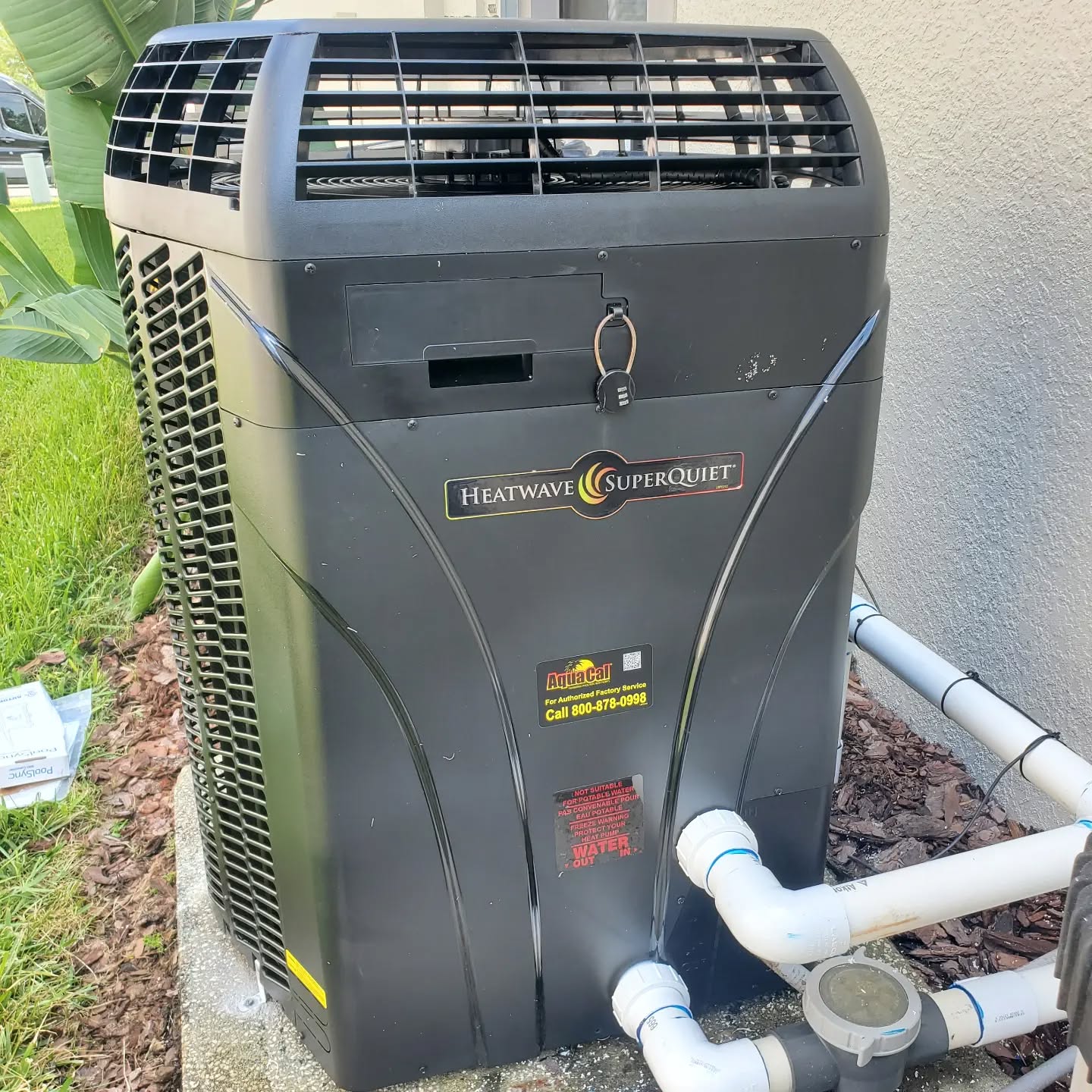 Heat Pump fitted at this vacation home with 7/5 years part/labour warranty. Controlled via the PoolSync App.