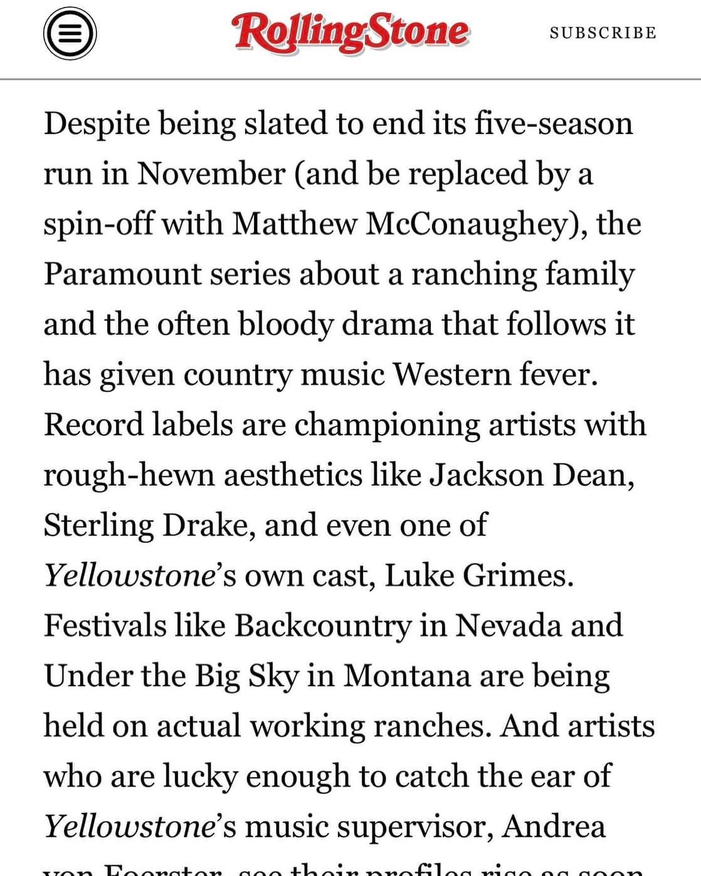 So @sterlingxdrake got a mention in @rollingstone yesterday! 🤠🐴🤯