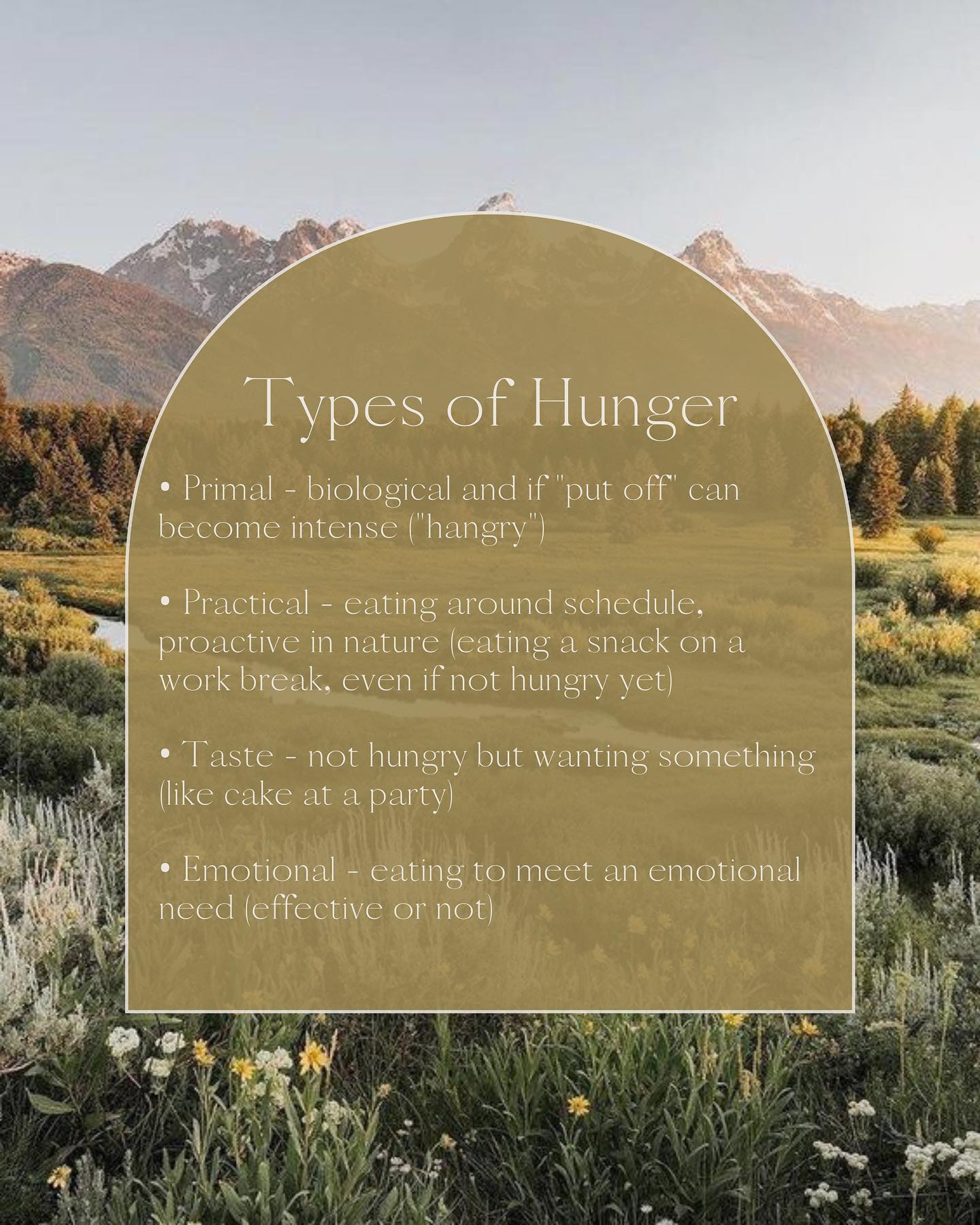 “How do I know when I’m hungry?” 🔔 Read if you’ve asked yourself this question.
Many of us, get used to ignoring our hunger cues OR having them disrupted (through dieting, eating disorders, anxiety, stress, etc).
As hunger cues are ignored or disrupted, your body eventually stops giving you cues altogether.
This leaves you feeling numb and confused, making it easier for you to eat in the absence of hunger…
…because, what does hunger even feel like after you’ve ignored it for so long?
✨ So when we’re healing our relationship with food, it’s important to reacquaint ourselves with our hunger cues.
THE 4 TYPES OF HUNGER:
• Primal - biologically driven and if “put off” can become intense (aka “hangry”)
• Practical - eating around schedule, proactive in nature (eating a snack on a work break, even if not very hungry yet)
• Taste - not hungry but wanting something (like cake at a party)
• Emotional - eating to meet an emotional need (effective or not)
#haes #healthateverysize #foodfreedom #wellness #allfoodsfit #bodypositivity #intuitiveeating #nofoodrules #intuitiveeatingjourney #intuitiveeatingofficial #ditchthediet #antidiet #dietmentality #dietsdontwork #selfcare #bingeeating #bingeeatingrecovery #bingeeatingdisorder #bed #bingefree #emotionaleating #edrecovery #realrecovery #normalizenormalbodies
