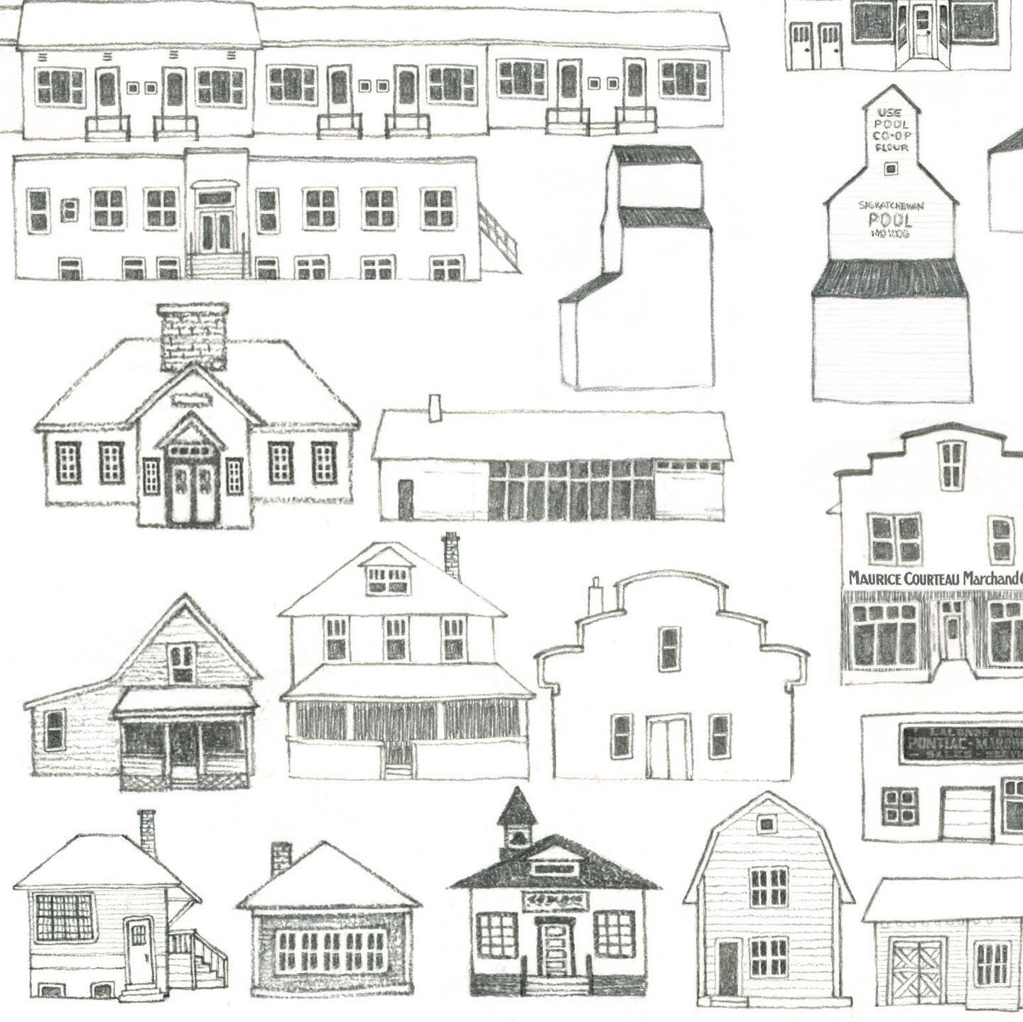 An assortment of tiny buildings I drew for some maps.