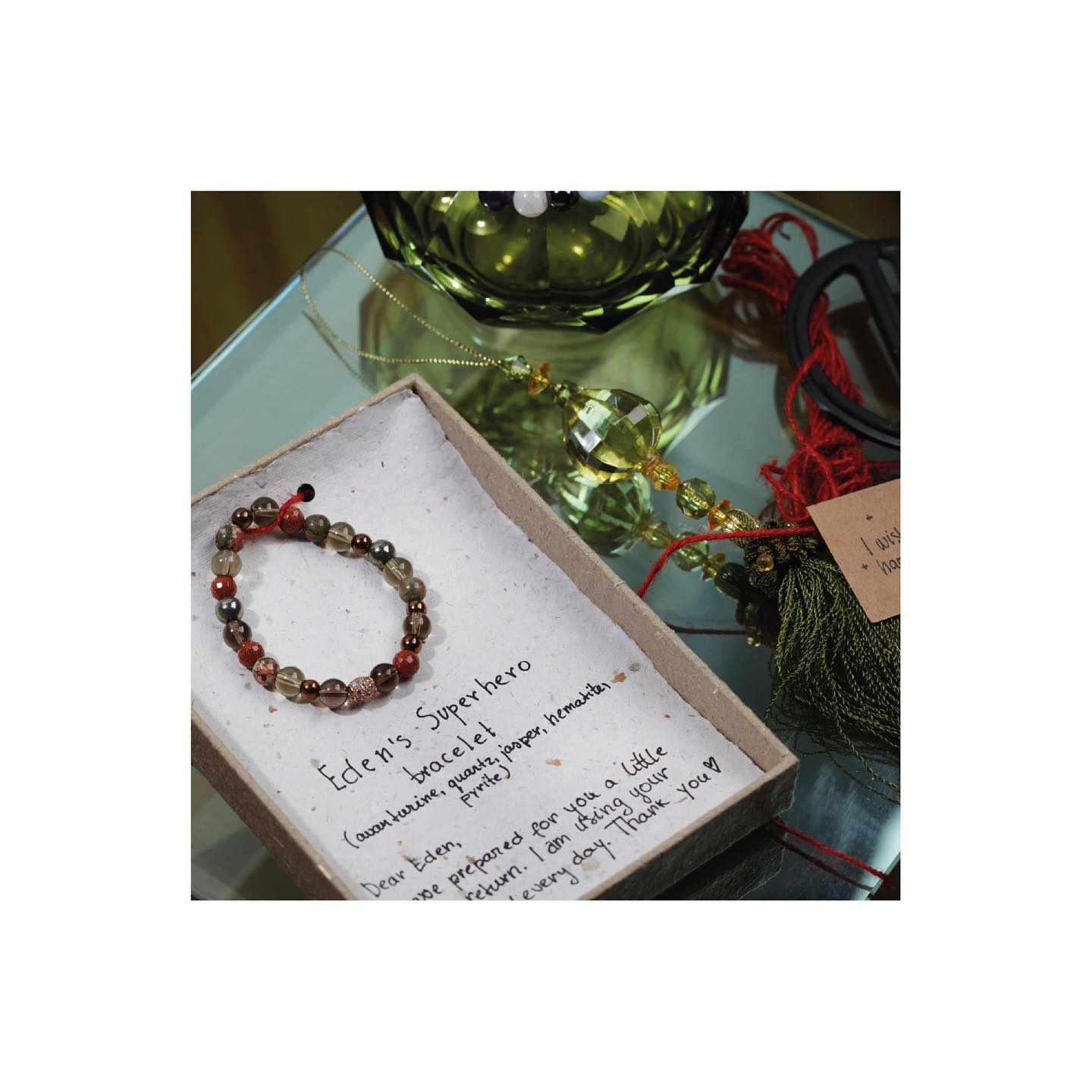 Superhero bracelet traveling to Israel to Eden.
Whether you're seeking balance, strength, love, or clarity, our bracelets are designed to be your constant companion, reminding you of your intentions and guiding you towards a life filled with positivity and purpose.