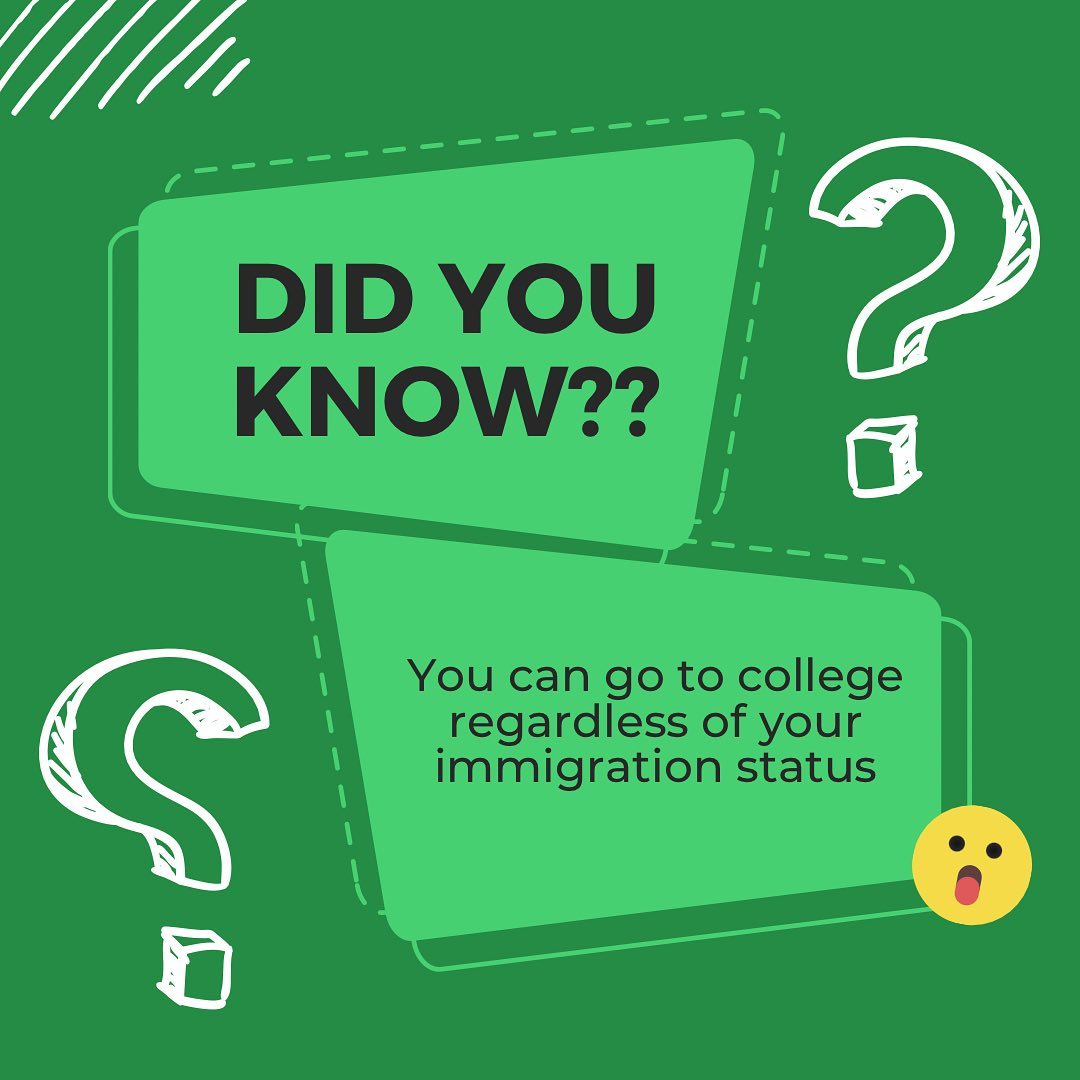 Did you know that you can go to college regardless of your immigration status?😯 many students believe that there aren’t opportunities for them when it comes to college but we are here to break this belief and let students know that you can! There are opportunities out there for you, never give up y sigue echándole ganas! #college #undocumentedstudents #driven #sisepuede #nevergiveup #support