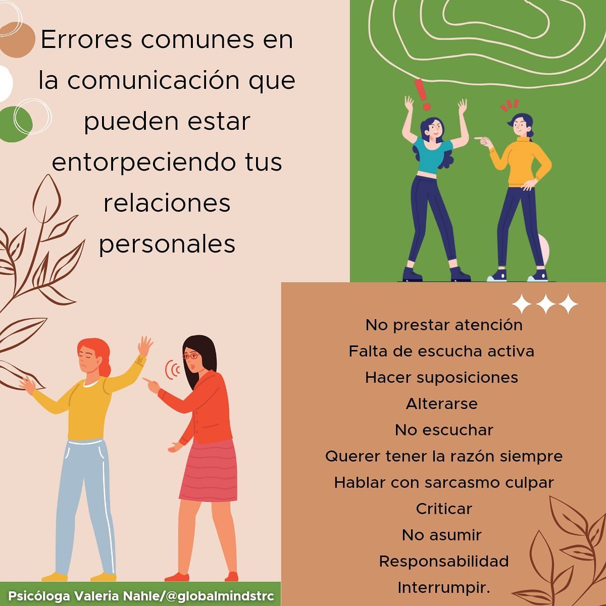 La comunicación es un proceso complejo. Para lograrlo positivamente✅ hay que tener en cuenta el lenguaje verbal y no verbal👀, espacio personal, tono🗣️ y contexto.
Te dejo algunos errores que pudiéramos estar cometiendo a la hora de comunicarnos.✨
🧠Psicóloga Valeria Nahle / @globalmindstrc
#saludmental #empresas #bienestar #psicología