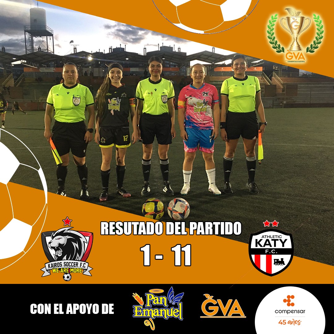 Termina con goleada el primer partido de esta fecha.
@athletickatyfc.colombia @athletickatyfc continua invicto en esta III Edicion de Copa GVA💯
Athletic Katy:
Cindy Constante 15" 25" 88"
Liseth Moreno 20"
Rubelys Perea 32" 35" 46" 52"
Paula Loaiza 68"
Angie Castañeda 79" 82"
Kairos Soccer:
María José Velásquez
@panemanuelbogota @deportescompensar @balonesgolary @vivetvcolombia @gatoradecolombia
#juntoshacemosunmundomejor #futbolfemenino #futbol #femenino