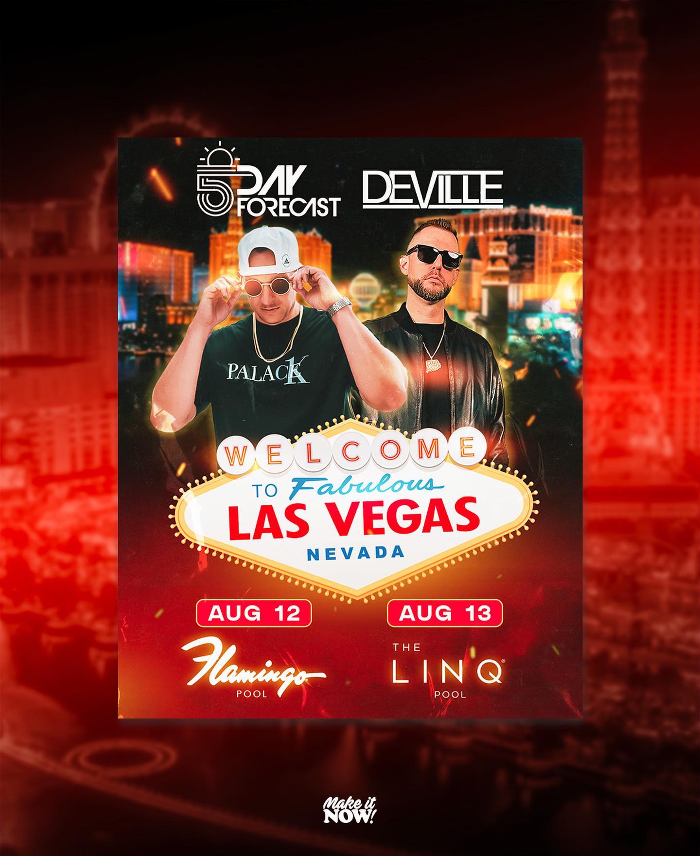 Our favorite part about this project was the track edit “VEGAS BABY VEGASSSSSSS!” Swipe for a good time ‼️ @dj5dayforecast @deejaydeville #MakeItNow #Design #GraphicDesign #ContentCreators #SocialMedia #MotionGraphics #Instant #AnimatedFlyers #VisualContent #logo #MotionDesign #VideoFlyers #ContentCreation #DJlife #RealDJing #DesignInspo #MotionFlyers #SocialMediaMarketing