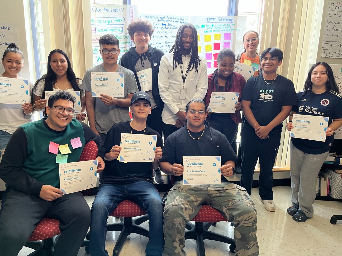 Congratulations to the AbreTech Summer Fellows for completing their 6 week intensive. They worked hard this summer, focused on building their technical skills and getting professional work experience to help them towards their career goals. They built multiple websites, launched social media channels, completed Google career certificates, and worked to build an AI enabled platform to connect high school students with college and career opportunities for after high school. Couldn't be more impressed with this group!
Thank you to the Catalyze Challenge funders for investing in the futures of these young people. And thank you to Fred Gallo from Lynn Vocational Technical Institute for all your support for the students success!
#abretech #latinxintech #equityintech #ganas #padelante