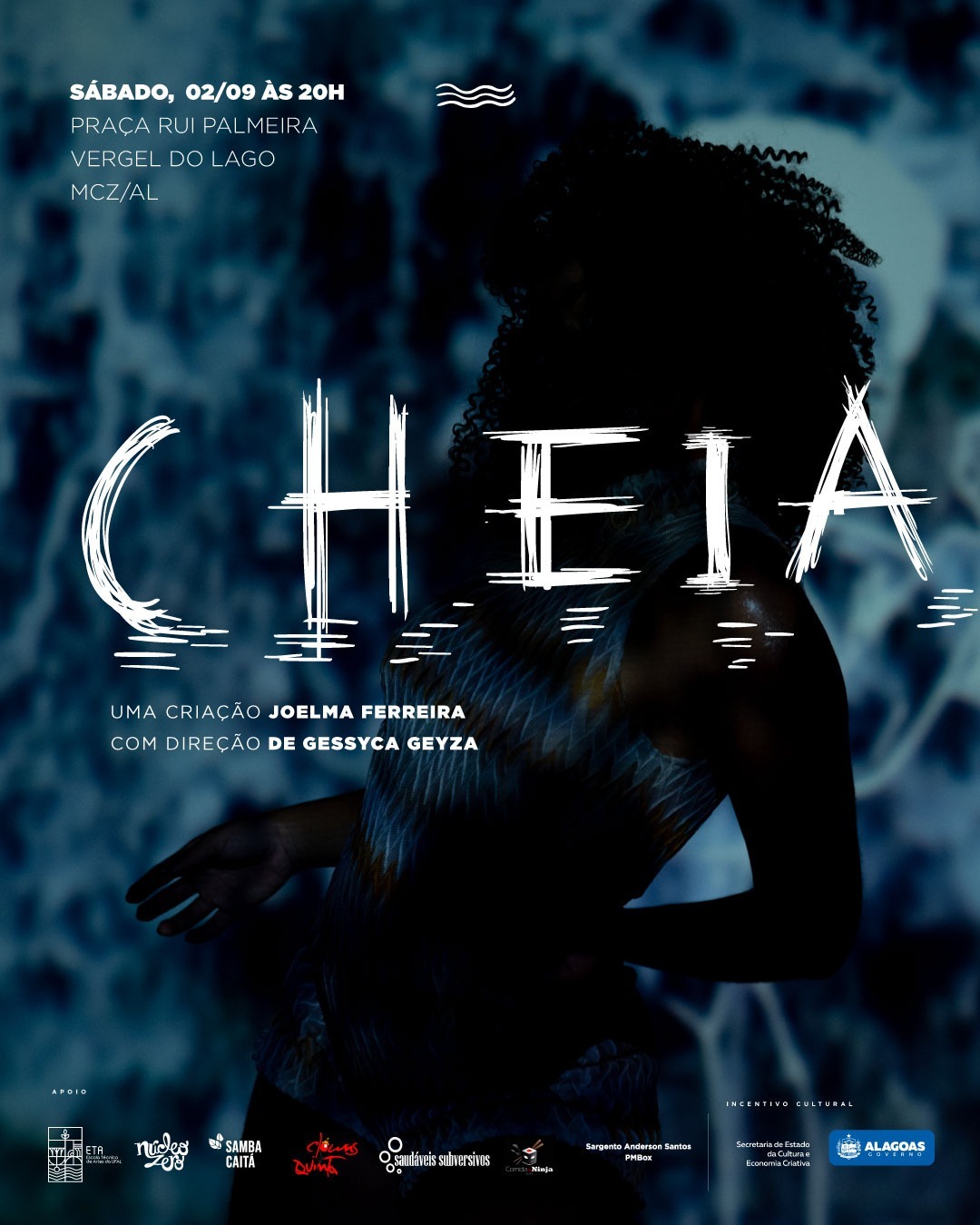 Amanhã estreia o espetáculo de dança CHEIA com @joelmaferreira_, às 20h na Praça Rui Palmeira em Vergel do Lago.
CHEIA é o batucar do ventre do mundo. Uma obra de arte que nasce de uma pesquisa acadêmica, explorando as raízes das mulheres negras alagoanas e das filhas de Oxum em conexão com nossa amada terra de Alagoas.
Núcleo zero tem prazer em participar desse projeto.
Junte-se a nós nesta noite especial e vamos celebrar juntos a arte, a música e a colaboração criativa que tornaram o "CHEIA" uma realidade. Esperamos vê-los lá e compartilhar essa experiência inesquecível!
🗓️ Dia: Sábado, 02 de setembro de 2023
⏰ Horário: 20h
📍 Local: Praça Rui Palmeira - Vergel do Lago
Intérprete Criadora: joelmaferreira_
Direção Geral: @gessyca_geyza
Assessoria de Figurino: @fenixzion
Costureira: Mauricéia Medeiros
Maquiagem: @kaikytenorio
Cabelo: @juba_afro @anesantoss17
Projeção Mapeada: @wernerbagetti @ulyssesribas @weberbagetti
Som e iluminação: @moabdeoliveira
Trilha Sonora Original: @vulgobr_oficial
Composição Musical: @gessyca_geyza
Produção: @addafeitosa e Joelma Ferreira
Assistente de produção: coutinhoanderson e Flora Pereira
Filmagens: @amandamoa
Glauber Xavier
Edição de Vídeo: @glaubermfx
Fotografia: @eubenita
Arte Cartaz de Divulgação: @nucleozero_
Apoio:
ETA - UFAL @eta.ufal -
Sargento Anderson Santos - PMBox - Núcleo Zero @nucleozero_ - Clowns de Quinta @clownsdequinta - Sambacaita produções @sambacaitaproducoes - Comida de Ninja @comidadeninja
Este trabalho tem incentivo cultural da @secultal