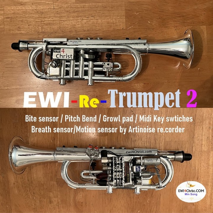 upgraded my EWI-Re-Trumpet with better function and better design. It works very well.
Features :
- Artinoise re.corder base (breath sensor, customized fingering, motion sensor)
- bite sensor
- pitch bend
- growl/flutter pad
- 2 midi buttons
- Bluetooth wireless MIDI
#windcontroller #ewi #artinoiserecorder