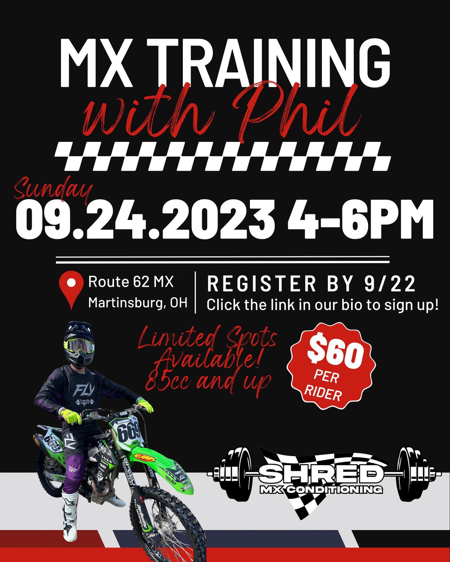 Next training class with @factoryphil669 at @rt62mx is a little over a week away… Sign up at the link in our bio or send one of us a message!
#ohiomotocross #motolife #coach