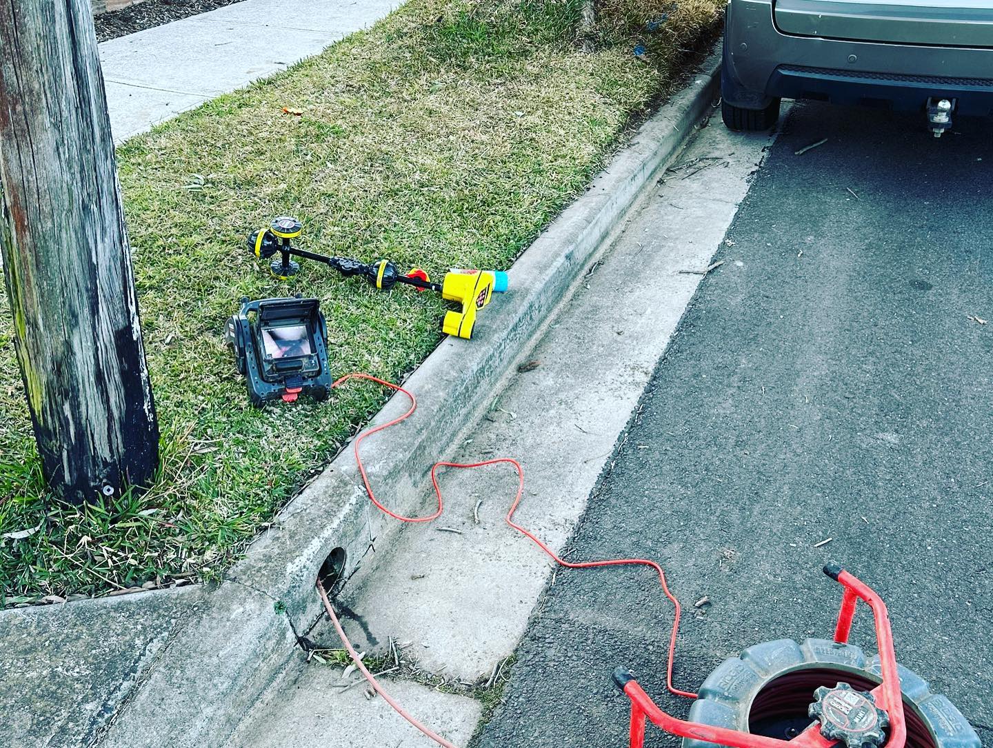 CCTV camera inspection and found massive tree root crushing pipe 😦#sydneyplumbing #sydneyplumbers #plumberlife #blockage