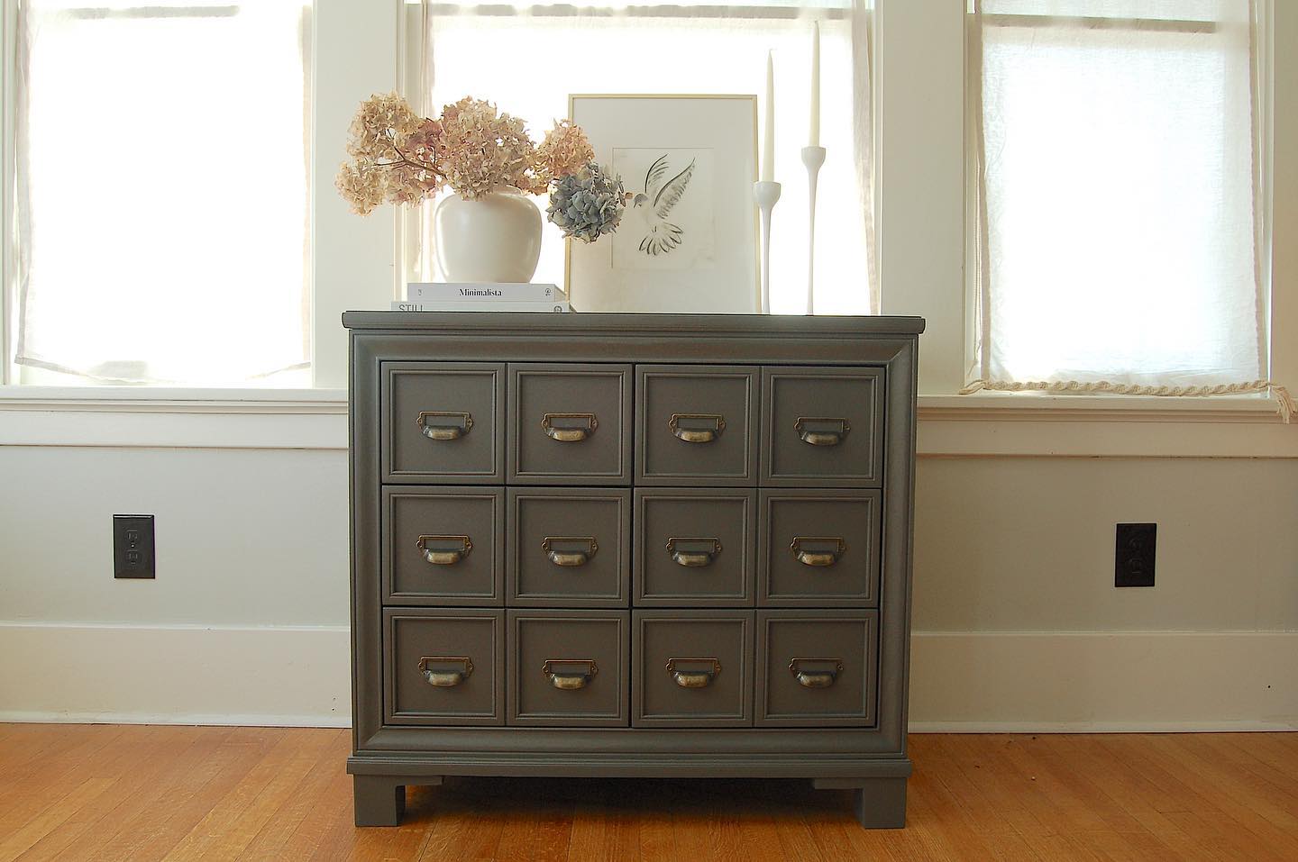 New piece listed! I’ve been searching for the perfect dresser to turn into an apothecary piece...finally found it! This beauty is painted BM’s Iron Mountain. Message for more details or visit my website!