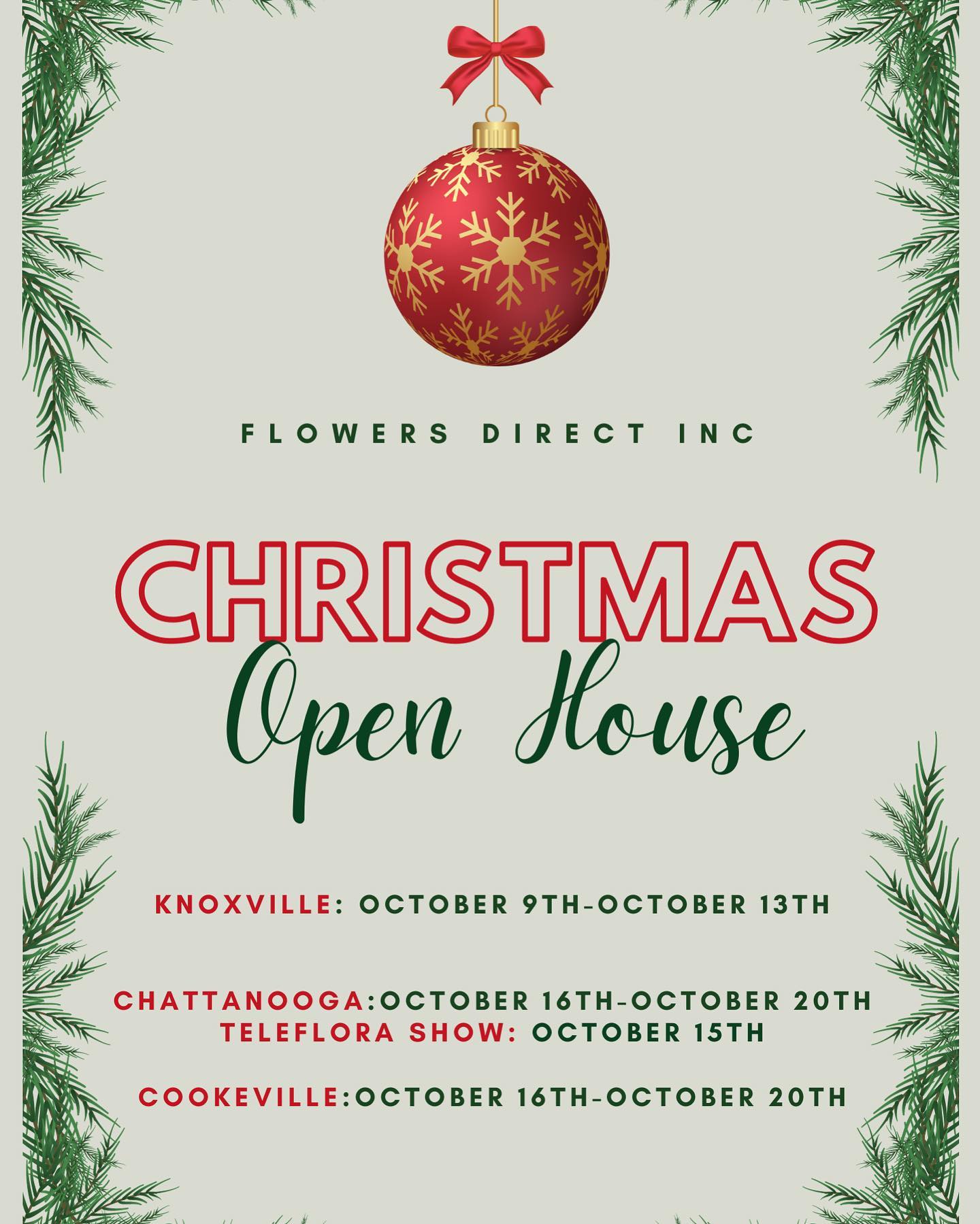 We look forward to seeing you! Don’t forget our Chattanooga location is hosting TWO AIFD designers on Sunday October 15th! Christmas is only 12 weeks away 🎄
Link to register: https://bit.ly/48nTEls
