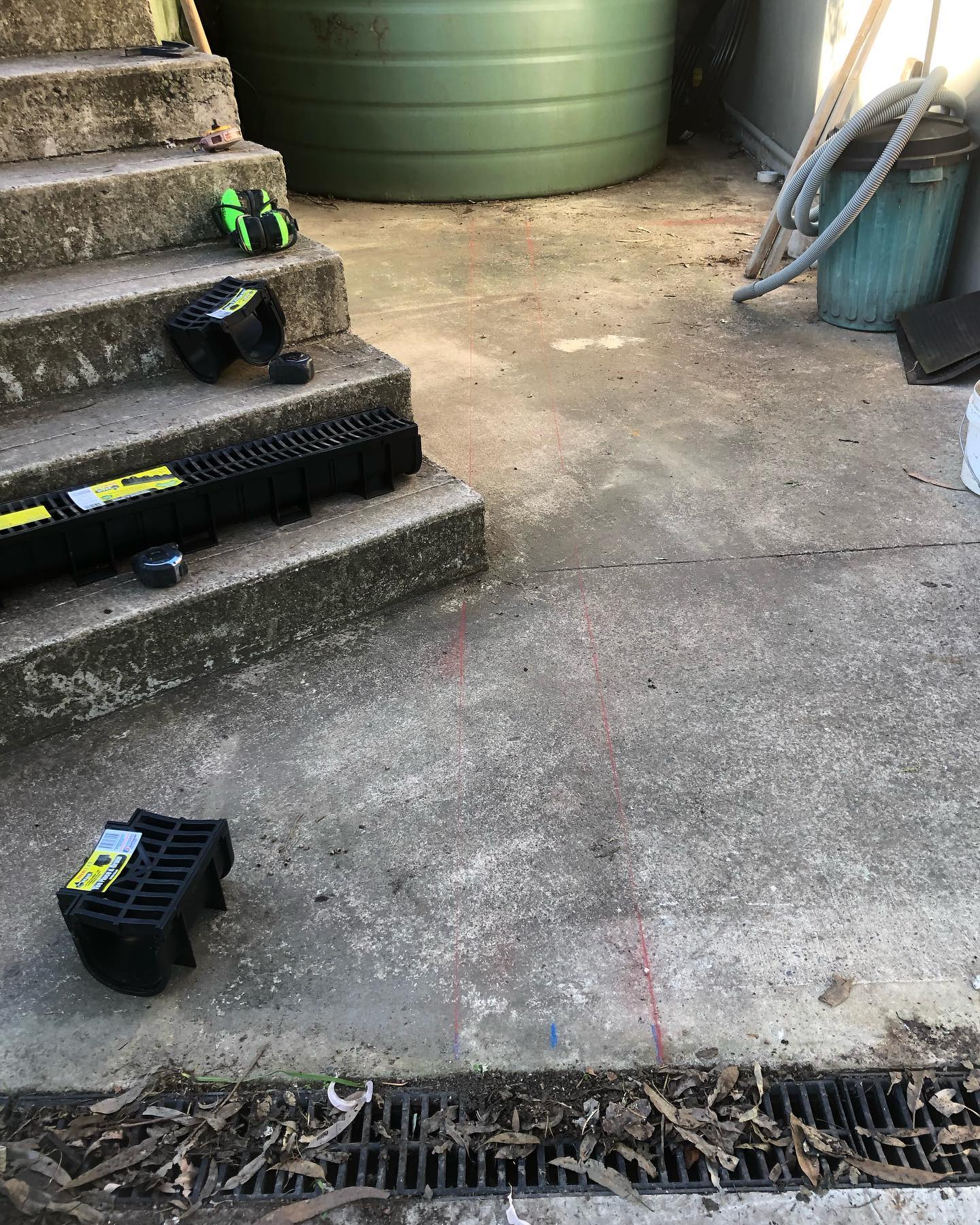 Strip Drain Installation - Joining to exisiting drain#stormwater #stormwatermanagement #stormwaterrunoff #plumbingproblems