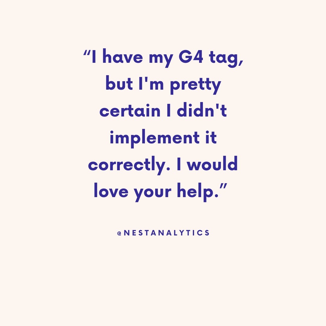 These are all emails I've received from clients. On November 15th, we'll spend half an hour going over some easy things to look at for your GA4 implementation.
Registration coming soon!