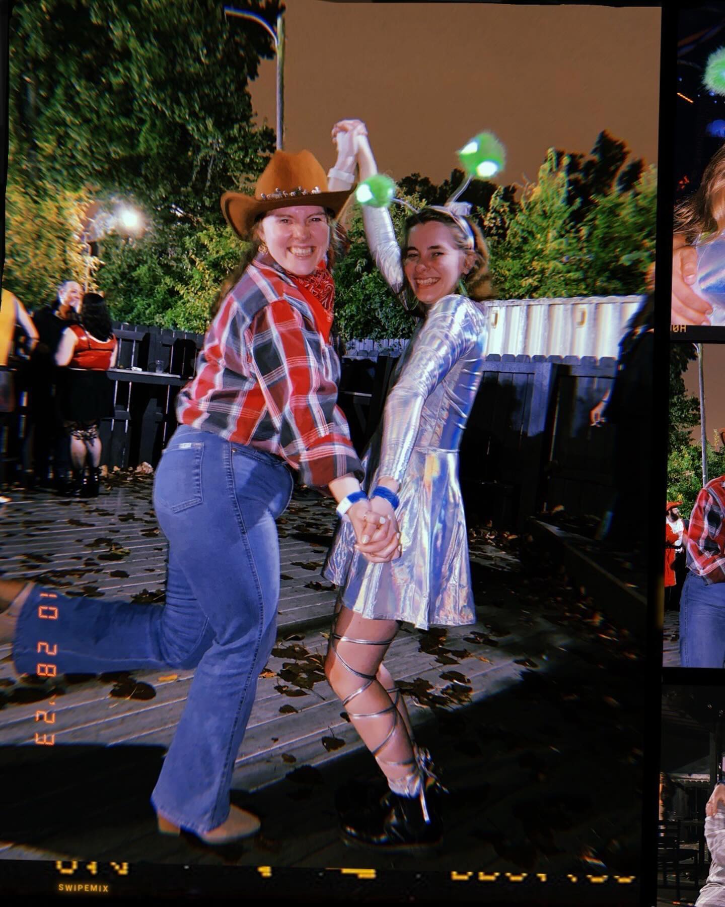 Happy Halloween from the sloth ranchers, their sentient sloth, Billy the hillbilly and his beautiful alien wife 🤠👽🦥