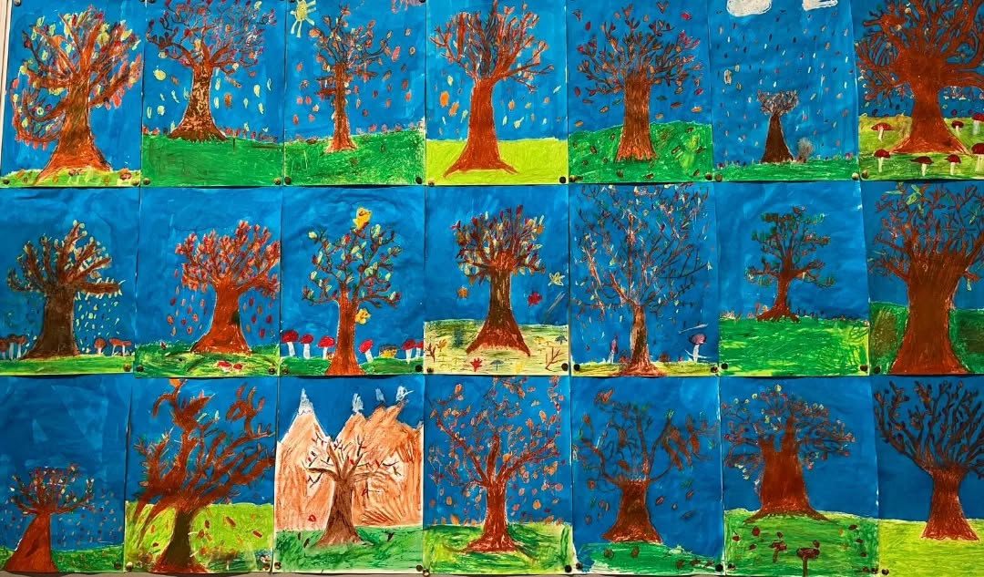 Herfstbomen in groep 6 🎨🖼