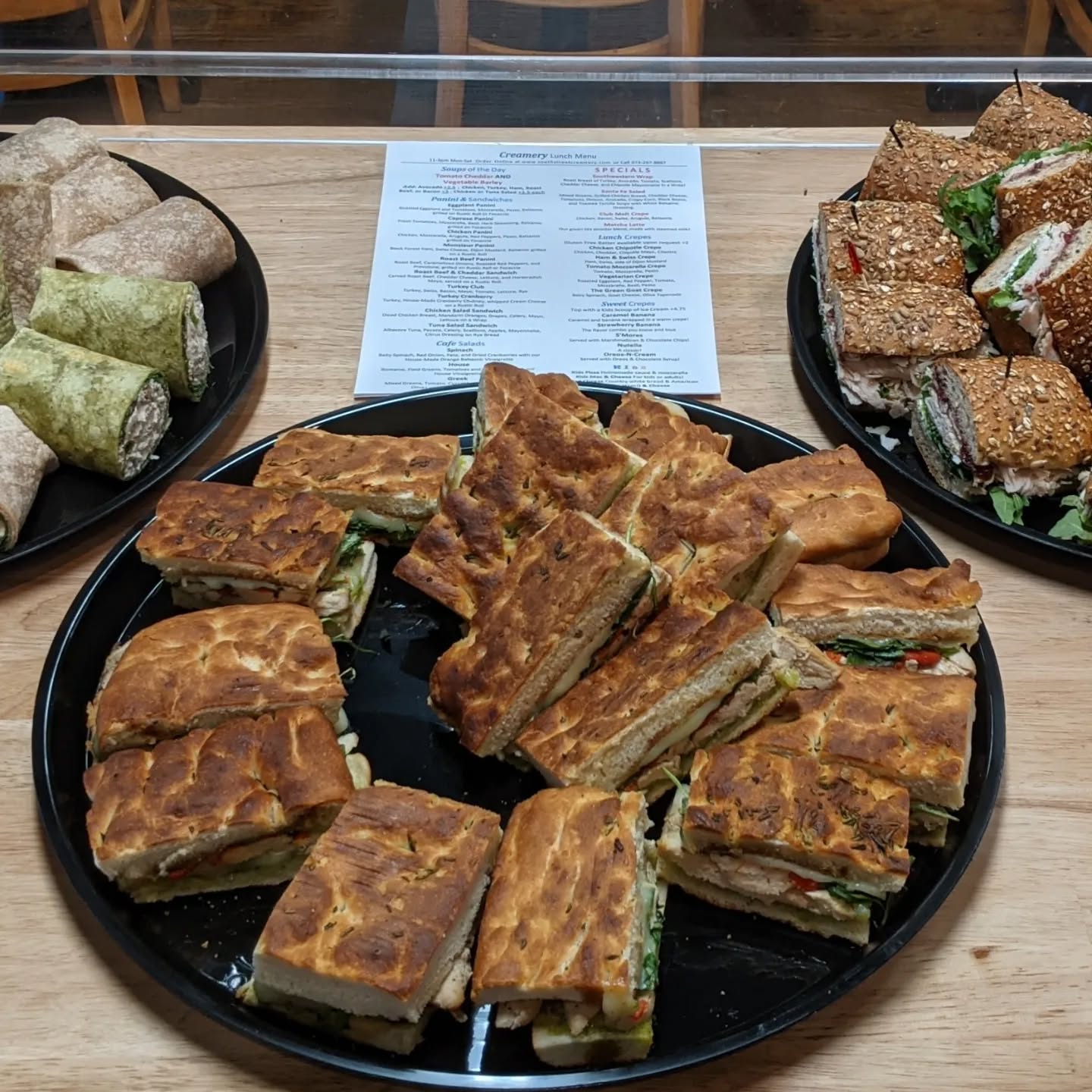 Our catering is back ❤️ We had a busy morning but always enjoy putting together sandwiches, salads, fruit and pasta bowls, and brownie and cookie trays whenever someone asks for them. Available for any time and even on short notice, let us know if there's something you'd like us to prepare from our ice cream and/or café side for your next event!