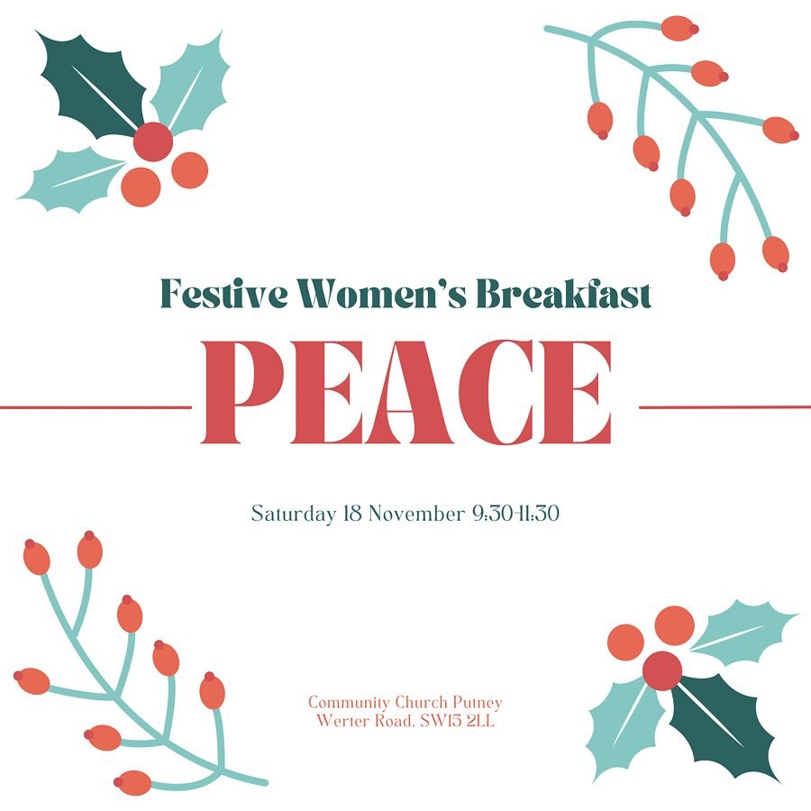 Come and join us for a delicious breakfast, a short talk on the theme of peace and a Christmas craft - make sweet Christmas mincemeat or a beautiful paper garland. 🎄🎁🎉
🗓️Saturday 18th of November
⏰9:30-11:30
Tickets £8
