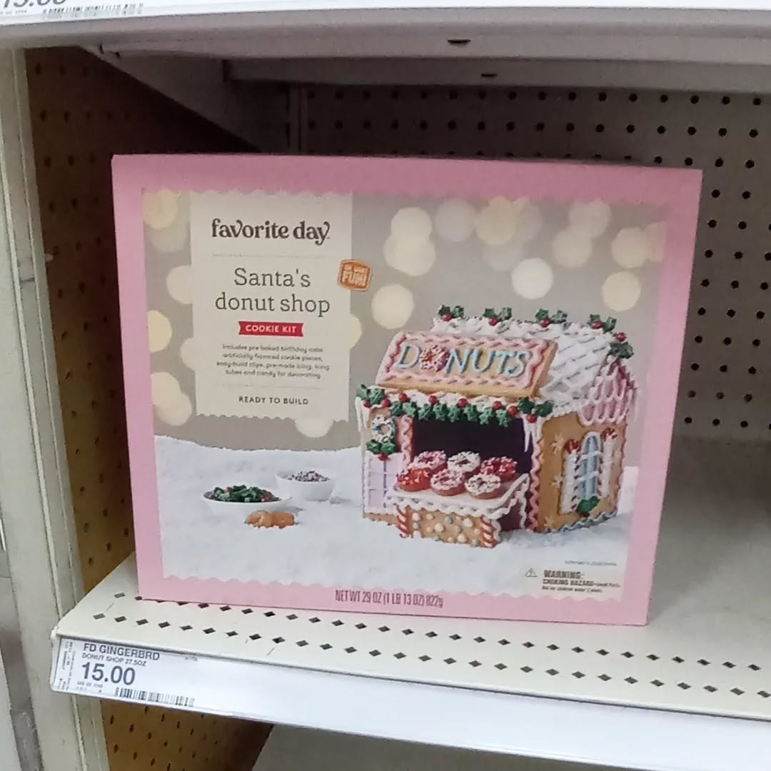 Target has some come out with some pretty adorable gingerbread houses this year from a donut shop, target store, to even a treehouse. 🎄🍭